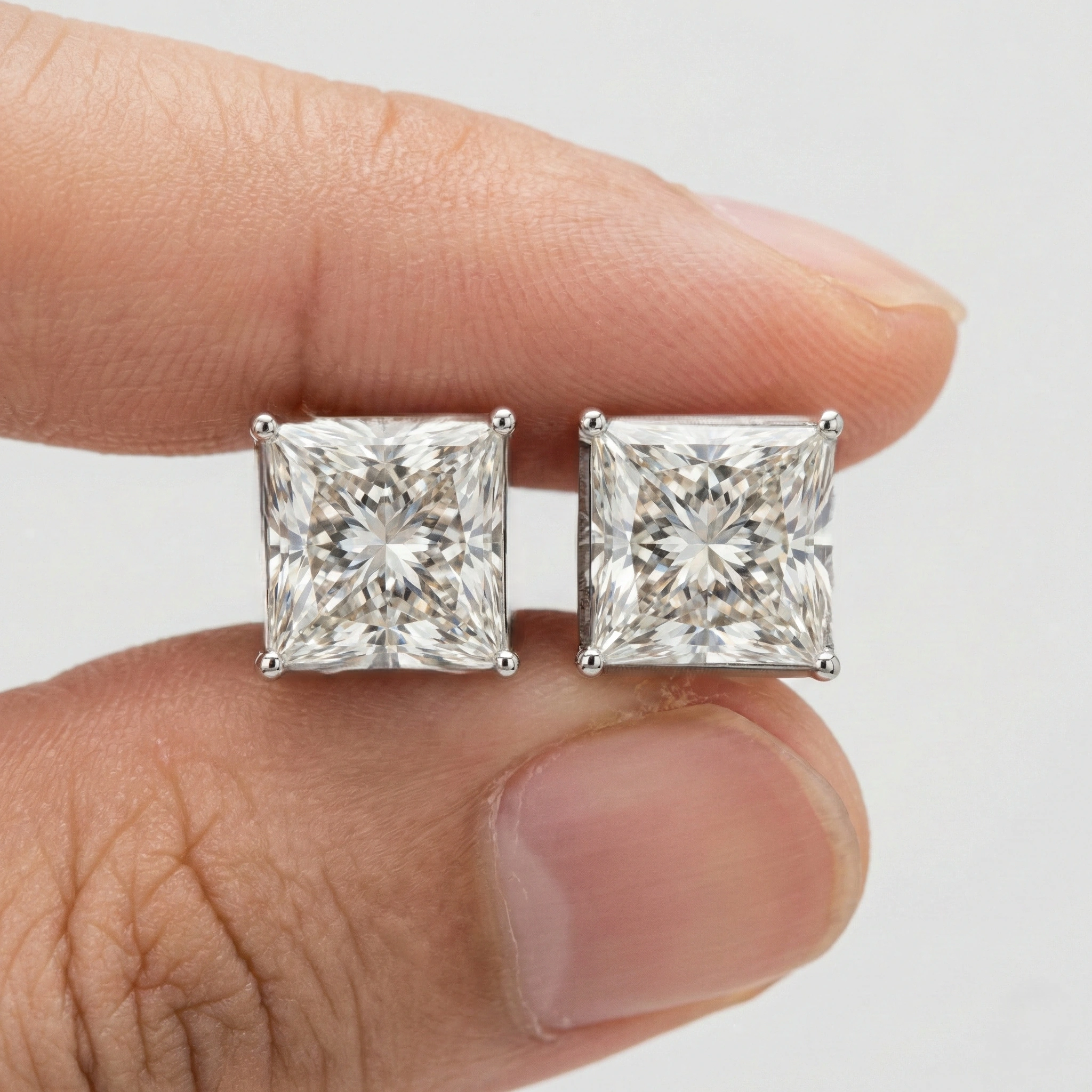 4 CT Princess Cut Platinum Diamond Studs view 8