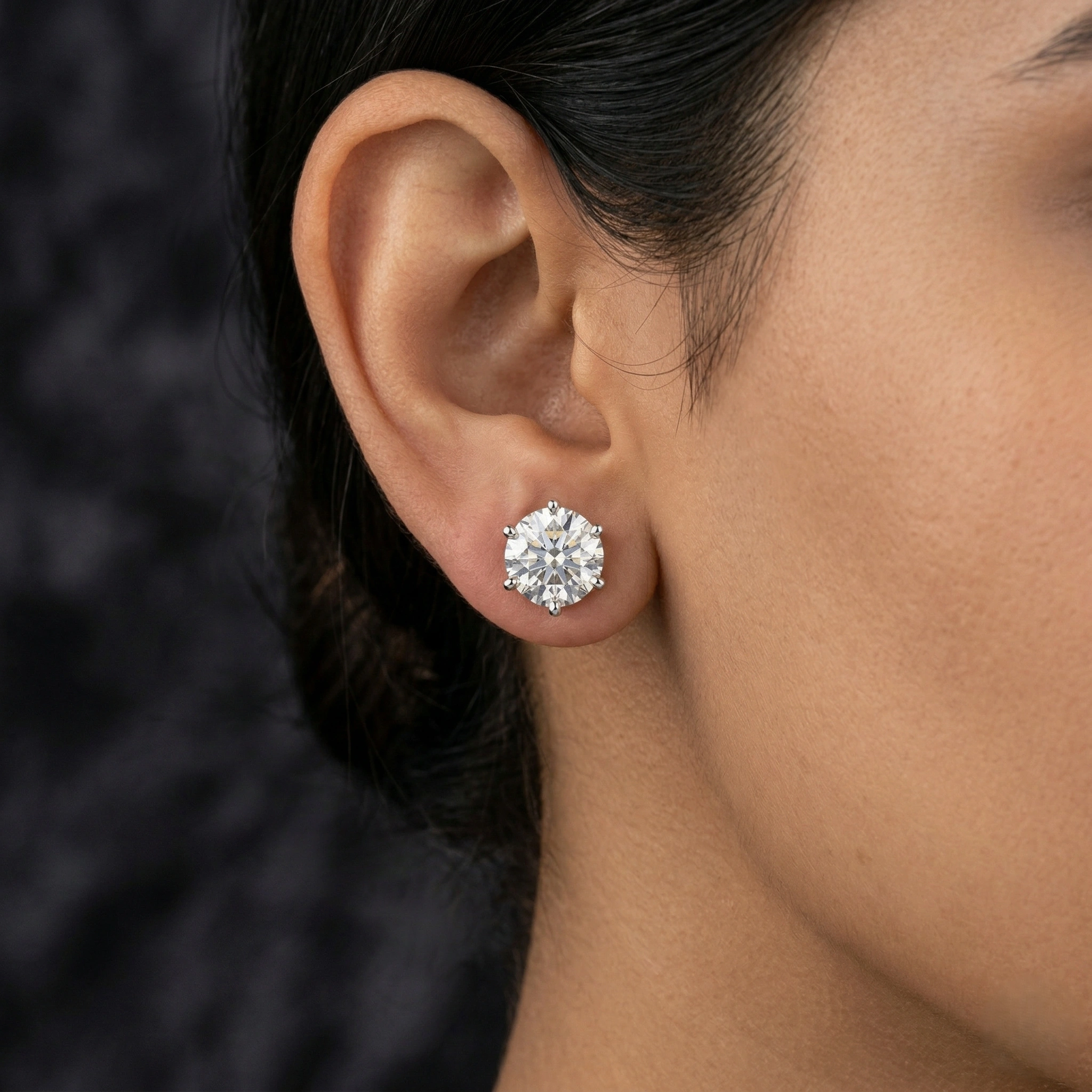 Round Brilliant Solitaire Diamond Stud Earrings in PT950 Platinum view 7