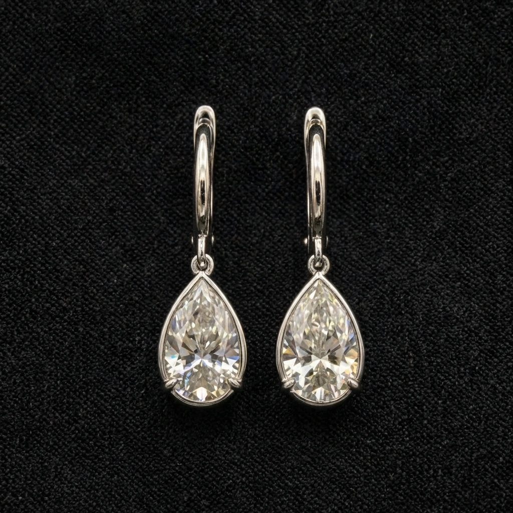 4.00 TCW Pear Cut Diamond Solitaire Drop Earrings | 2.00 CT IGI Certified Each | Solid PT950 Platinum