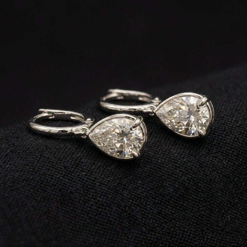 4.00 TCW Pear Cut Diamond Solitaire Drop Earrings | 2.00 CT IGI Certified Each | Solid PT950 Platinum view 3