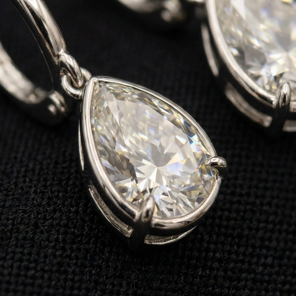 4.00 TCW Pear Cut Diamond Solitaire Drop Earrings | 2.00 CT IGI Certified Each | Solid PT950 Platinum view 4