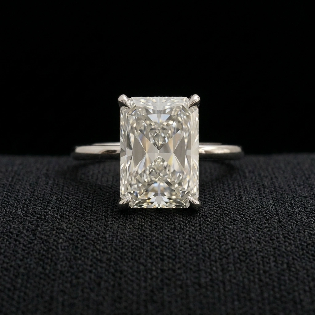 4.12 CT Radiant & Diamond PT950 Platinum Engagement Ring