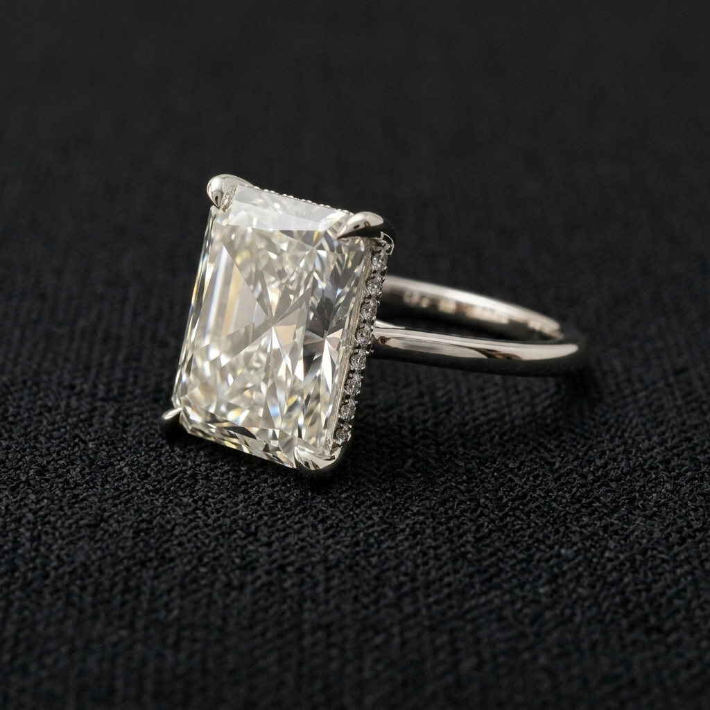 4.12 CT Radiant & Diamond PT950 Platinum Engagement Ring view 4