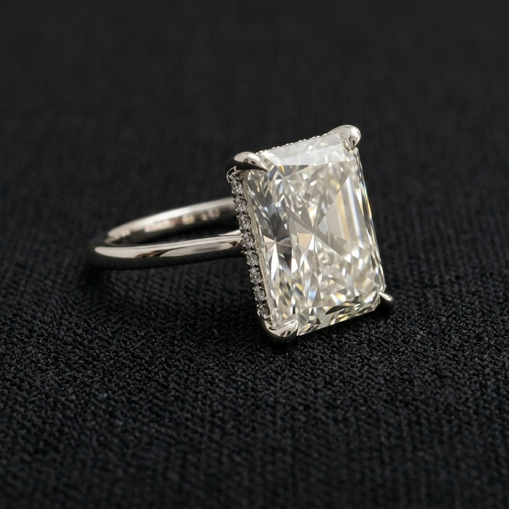 4.12 CT Radiant & Diamond PT950 Platinum Engagement Ring view 3