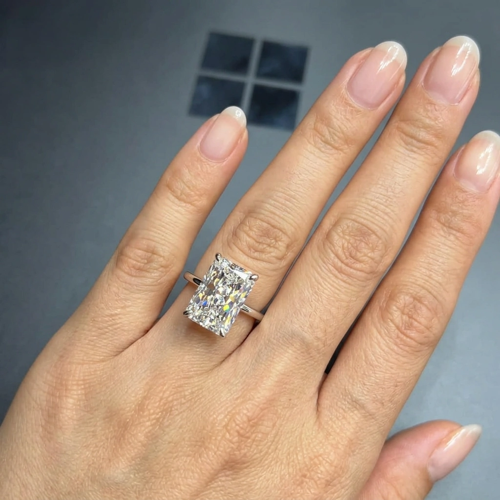 4.12 CT Radiant & Diamond PT950 Platinum Engagement Ring view 6