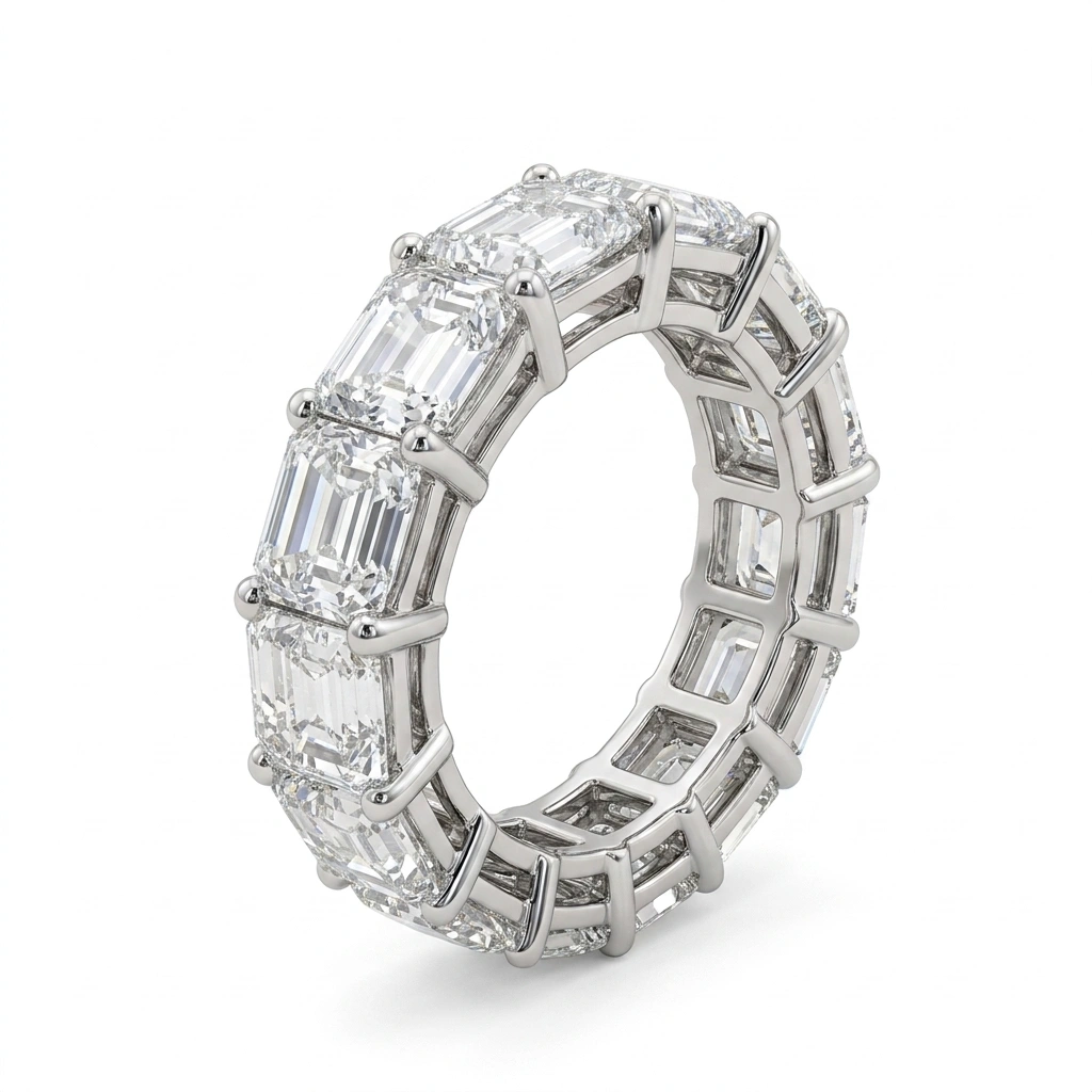 4.45 CT Emerald Cut Diamond Engagement Ring in PT950 Platinum view 3