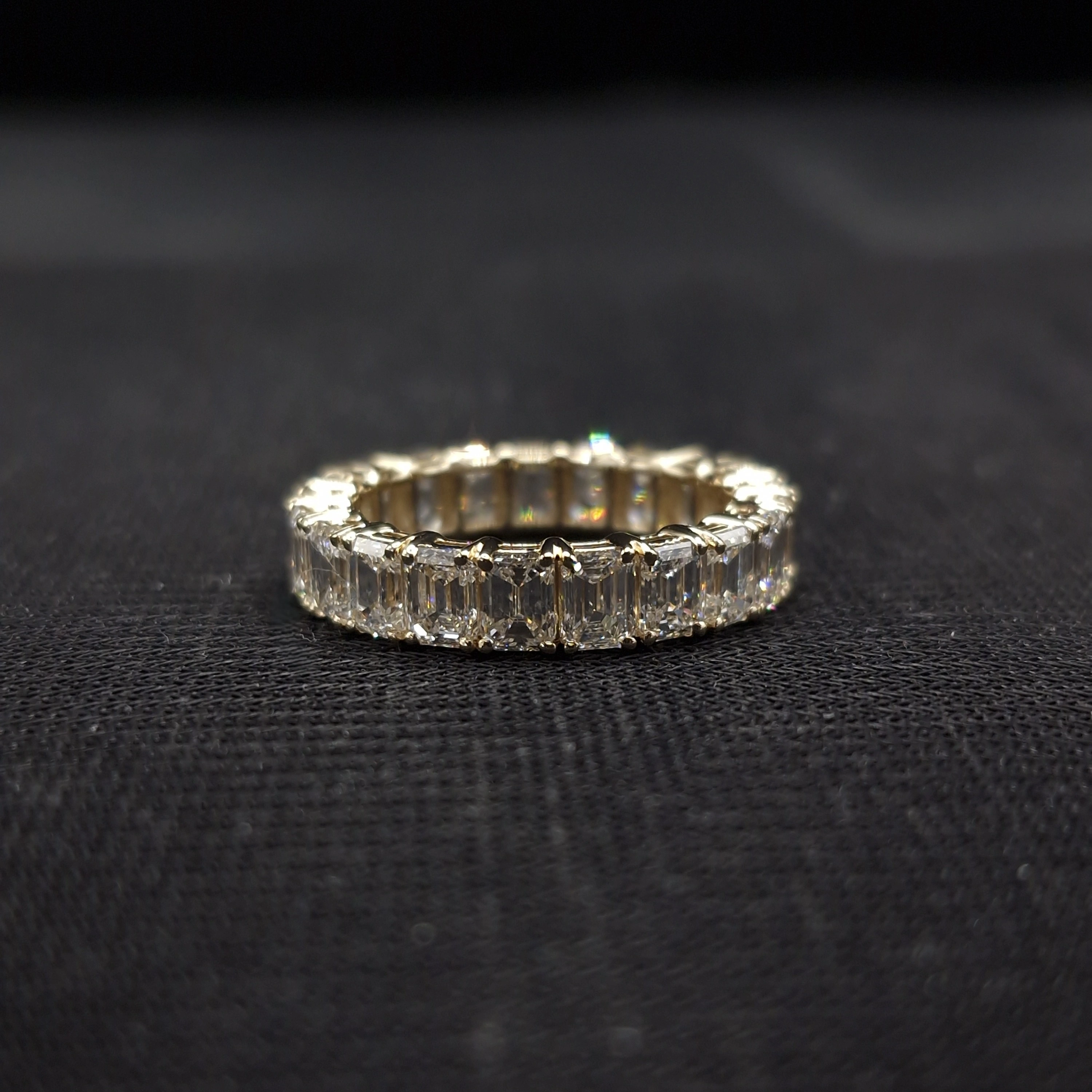 4.82 CT Emerald Cut Diamond Eternity Band Ring | 14K Yellow Gold