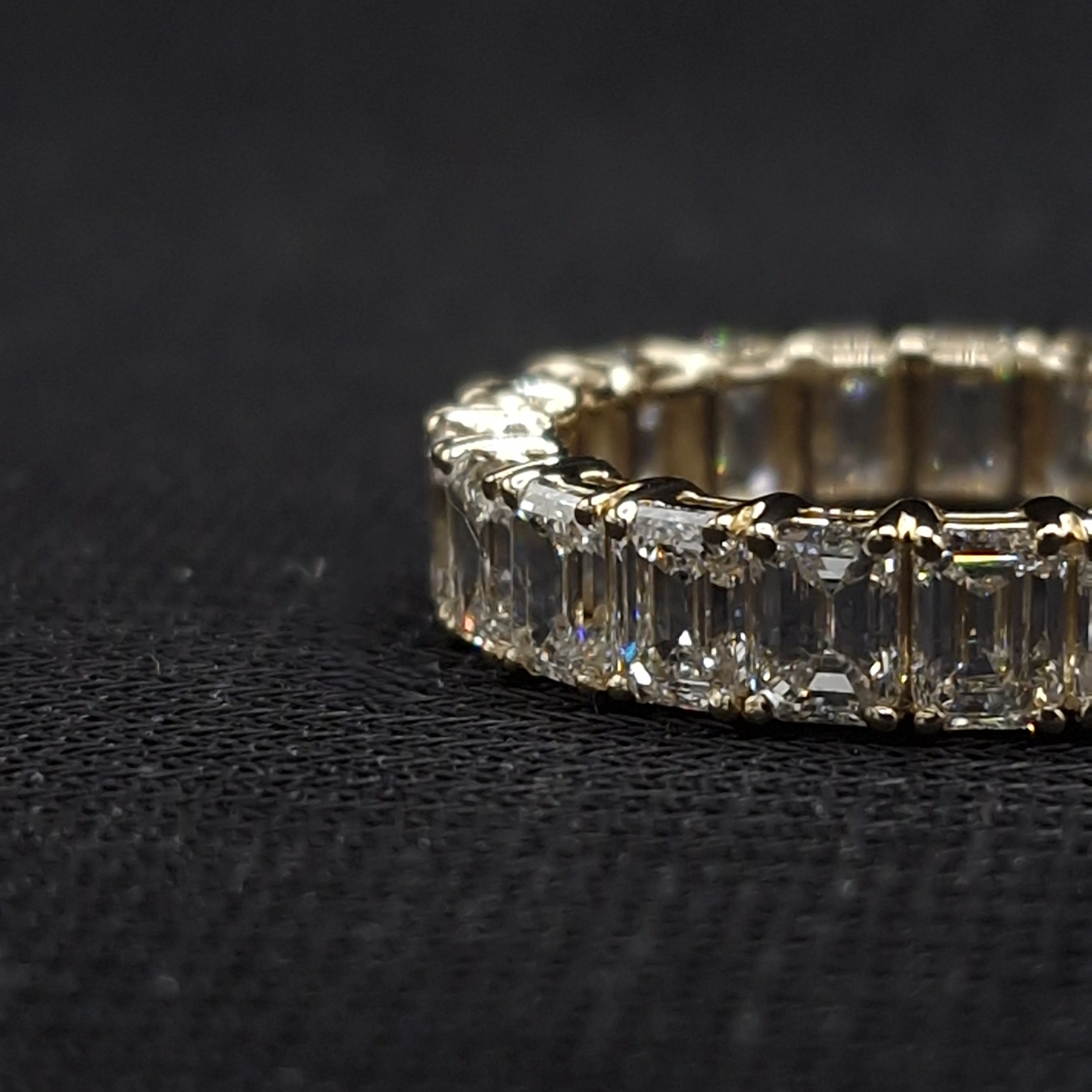 4.82 CT Emerald Cut Diamond Eternity Band Ring | 14K Yellow Gold view 3