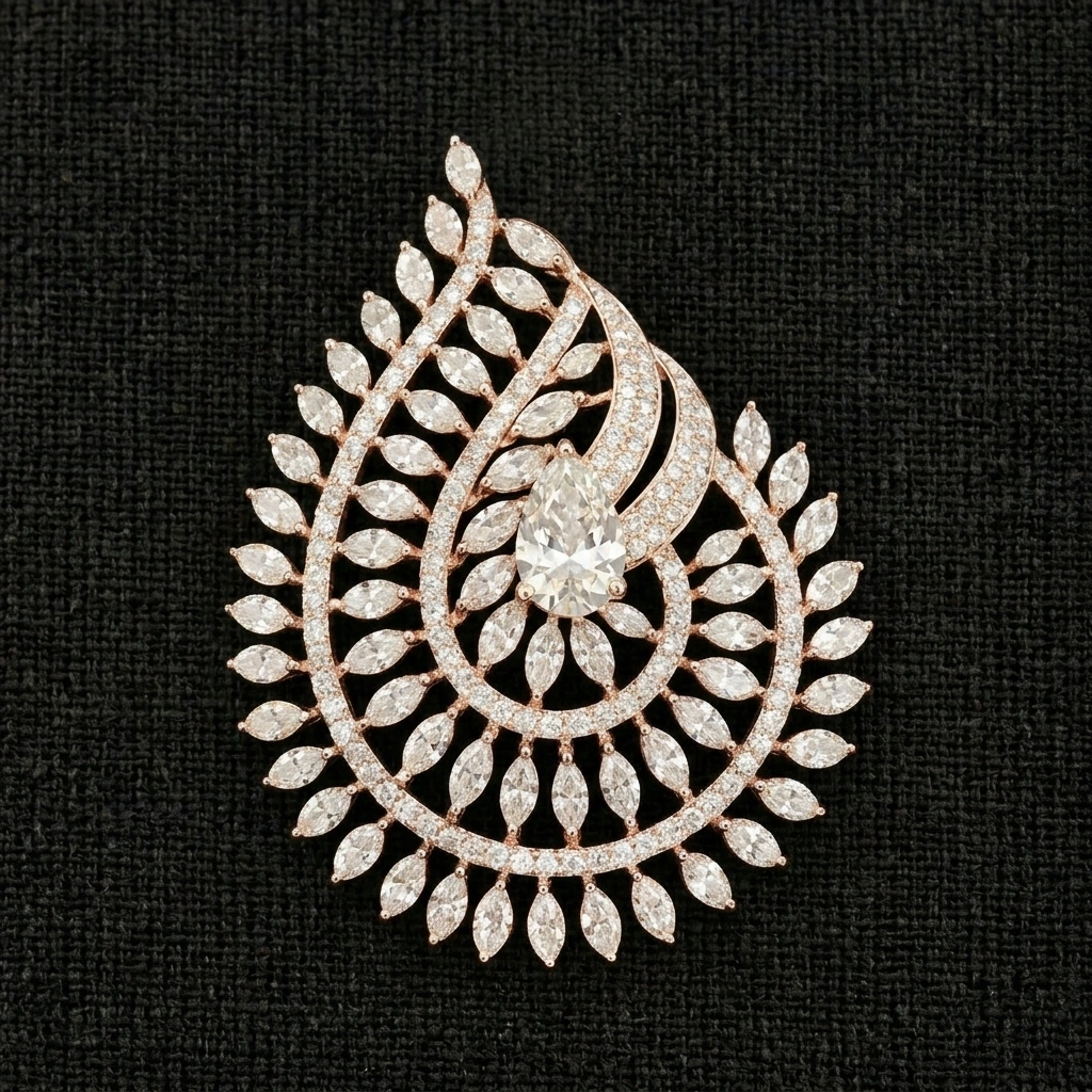 4.89 CT Pear & Marquise Diamond Statement Pendant in 14K Rose Gold | IGI Certified