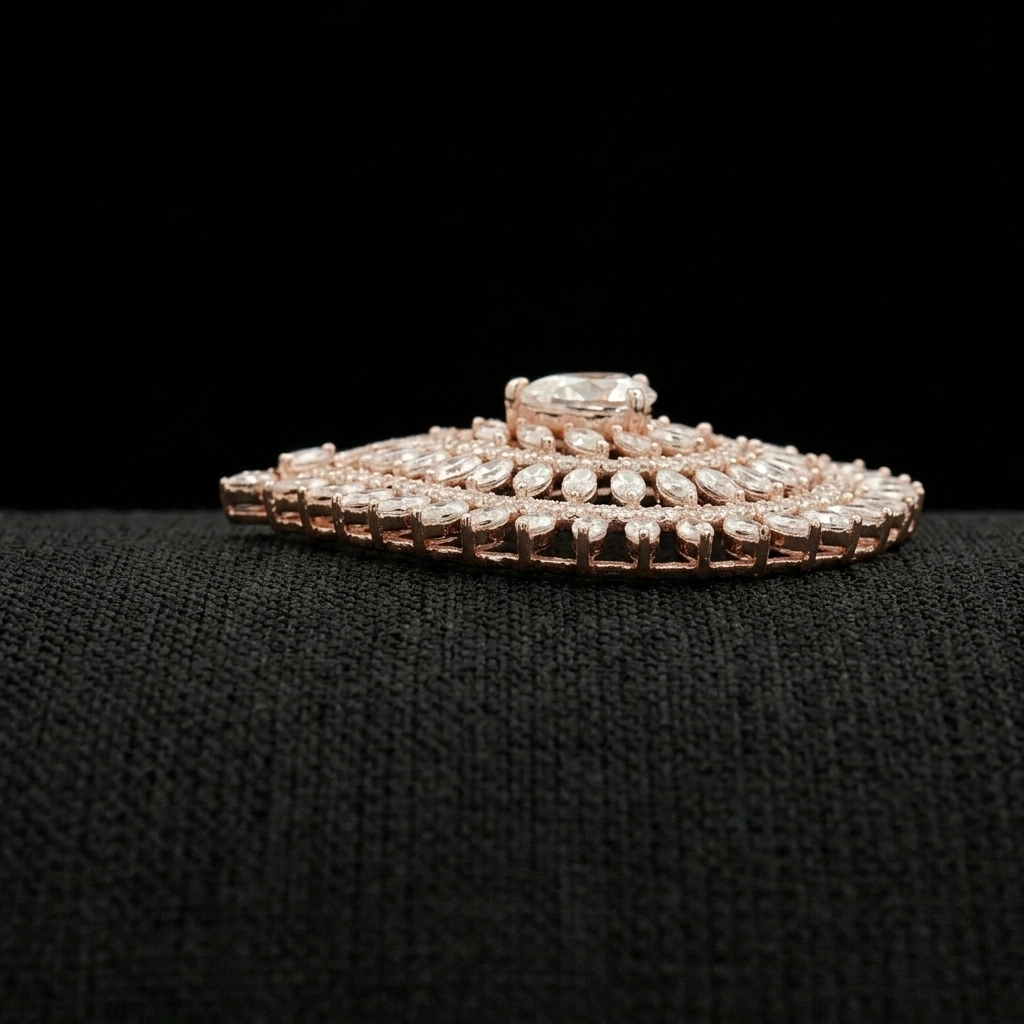 4.89 CT Pear & Marquise Diamond Statement Pendant in 14K Rose Gold | IGI Certified view 3