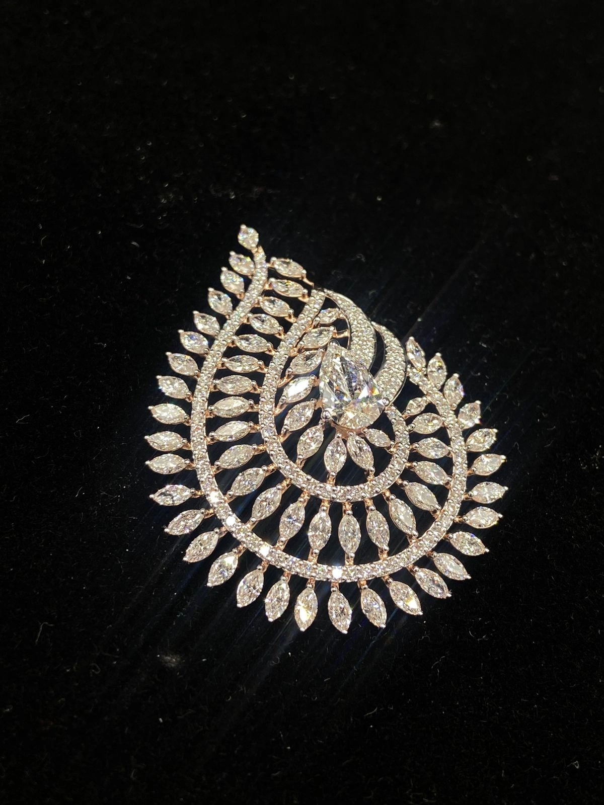 4.89 CT Pear & Marquise Diamond Statement Pendant in 14K Rose Gold | IGI Certified view 4