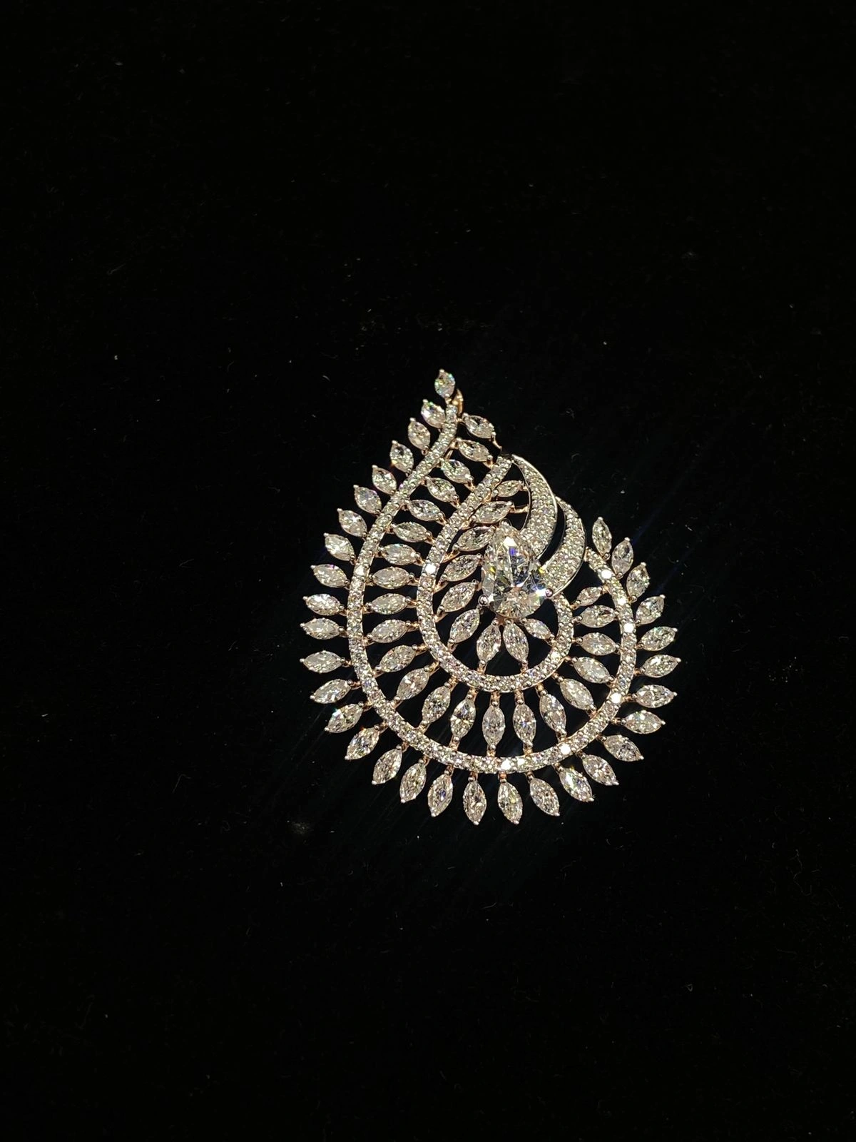 4.89 CT Pear & Marquise Diamond Statement Pendant in 14K Rose Gold | IGI Certified view 5