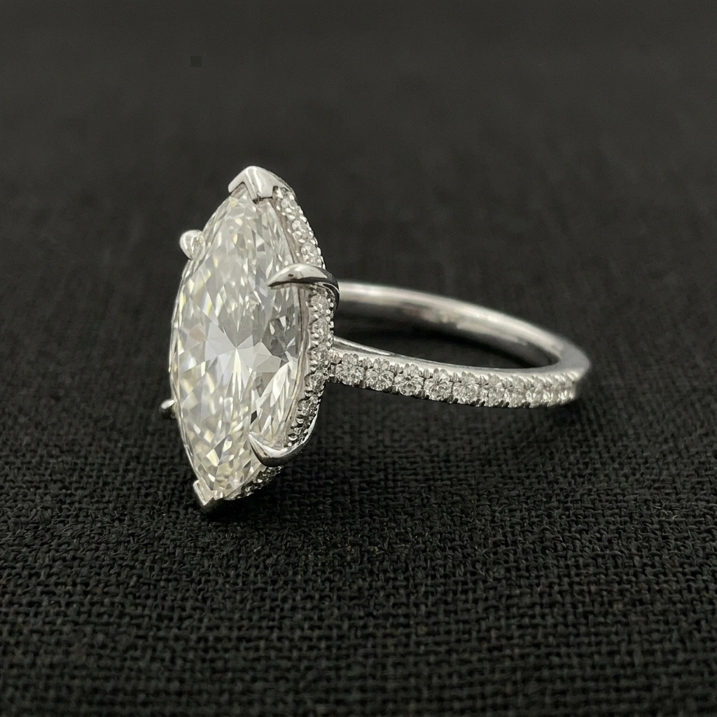 5 CT Marquise Diamond Engagement Ring in PT950 Platinum 5.44 CT Total Diamond Weight view 4