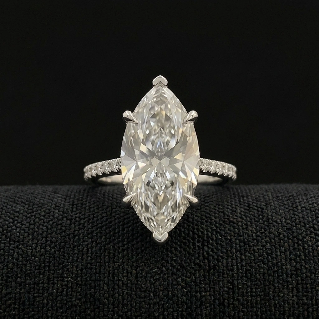 5 CT Marquise Diamond Engagement Ring in PT950 Platinum 5.44 CT Total Diamond Weight