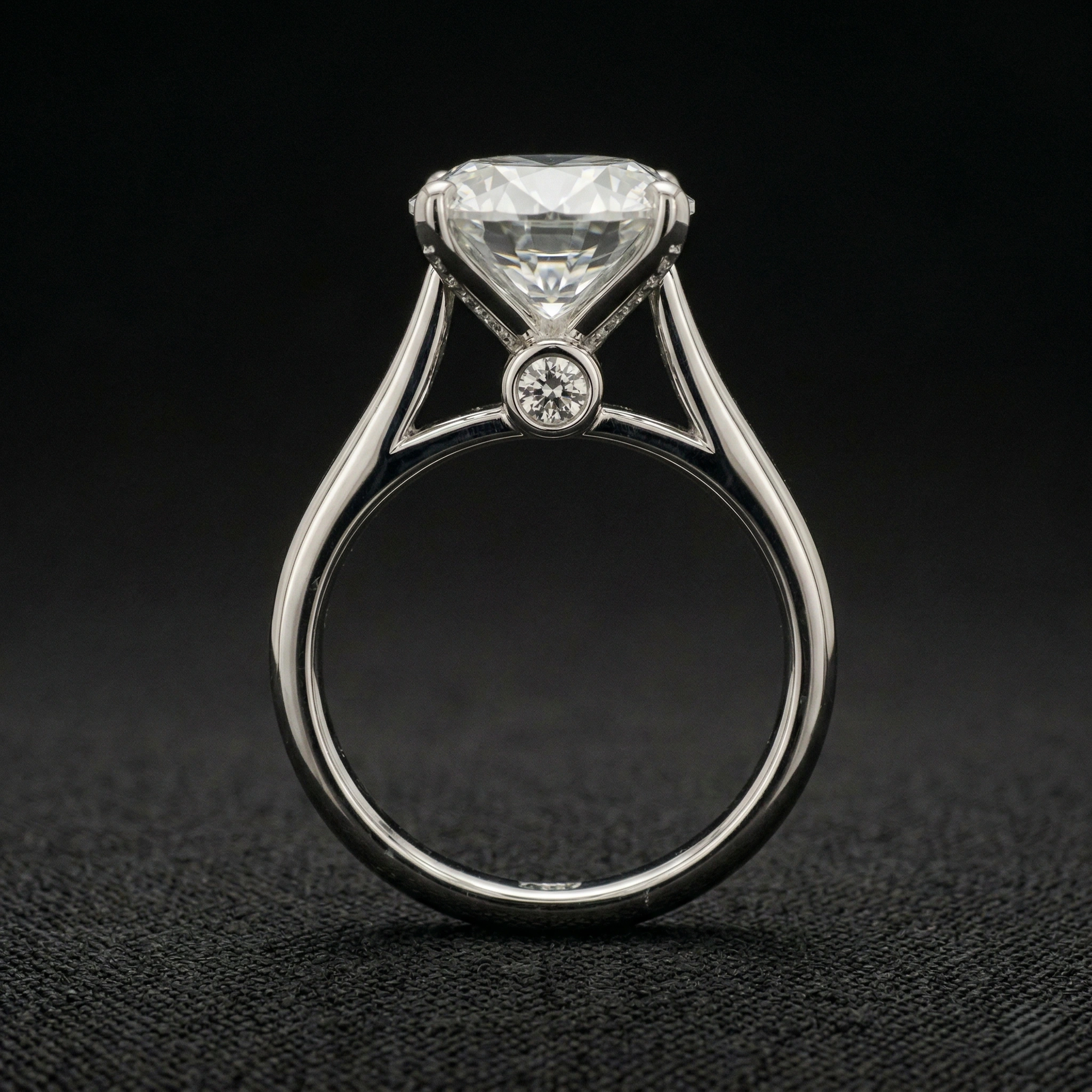 5 CT Round Brilliant Solitaire Diamond Ring with Hidden Halo | Platinum 950 view 3