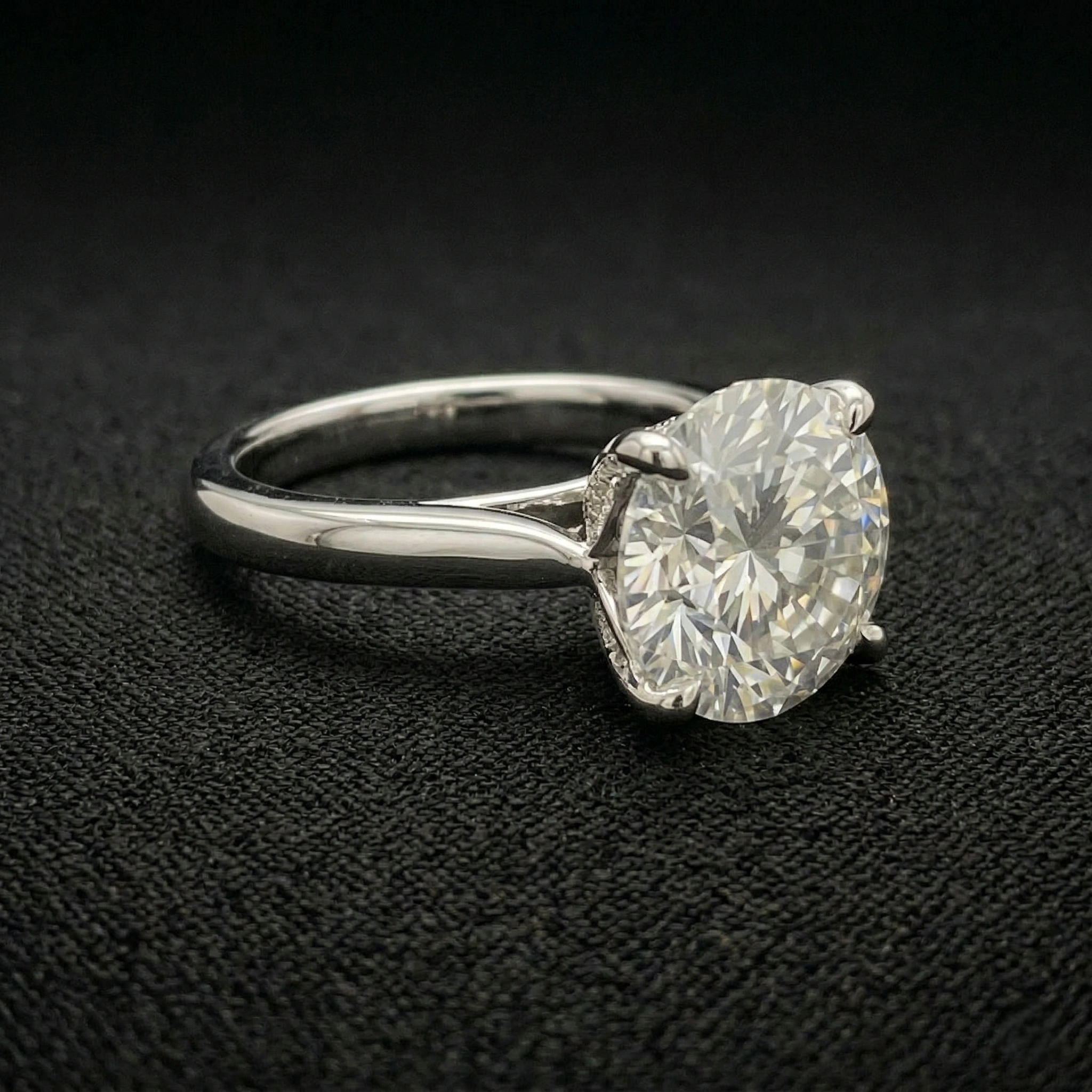 5 CT Round Brilliant Solitaire Diamond Ring with Hidden Halo | Platinum 950 view 4