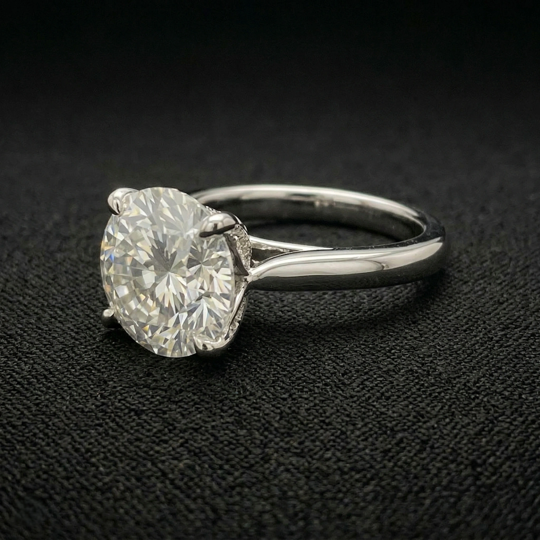 5 CT Round Brilliant Solitaire Diamond Ring with Hidden Halo | Platinum 950 view 5