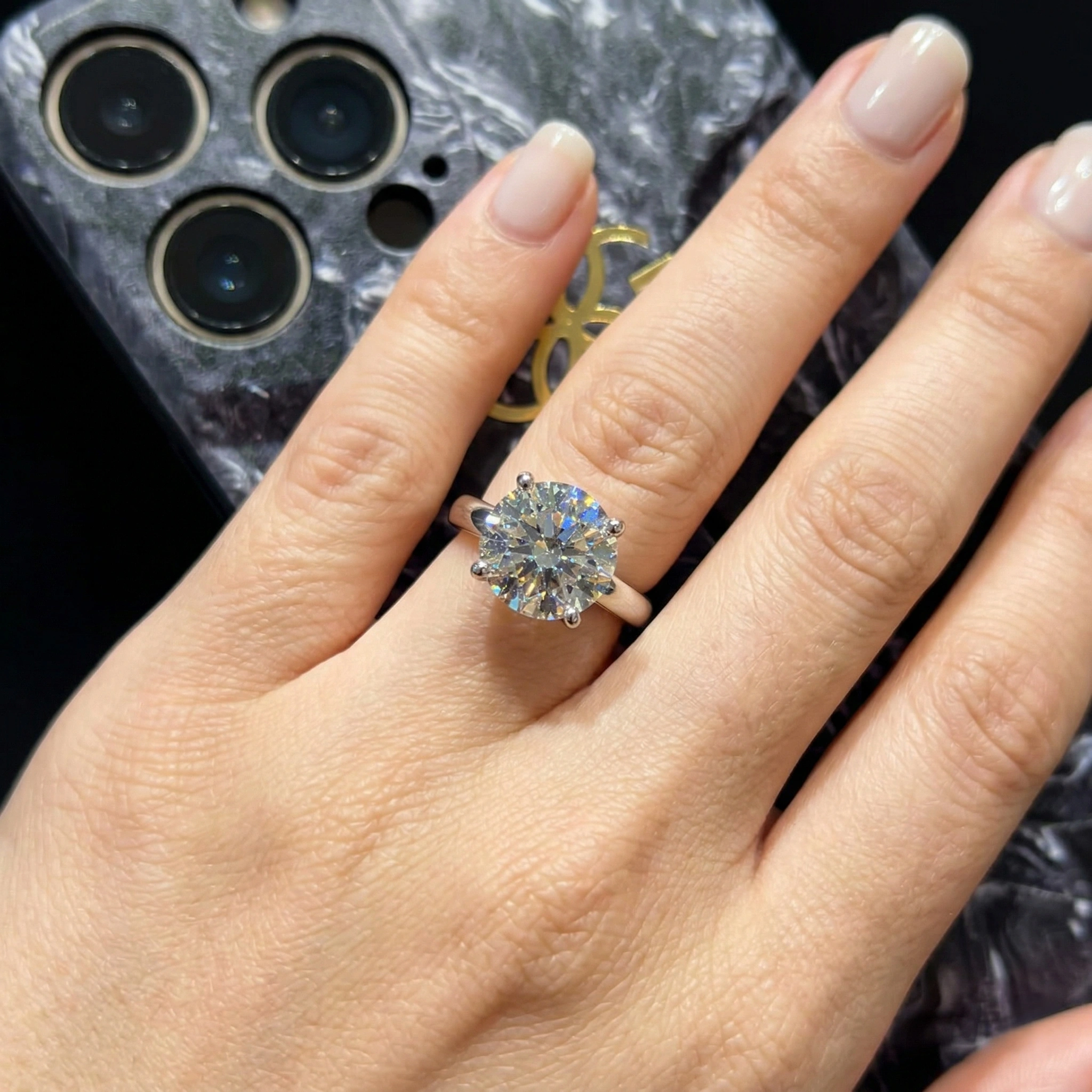 5 CT Round Brilliant Solitaire Diamond Ring with Hidden Halo | Platinum 950 view 6