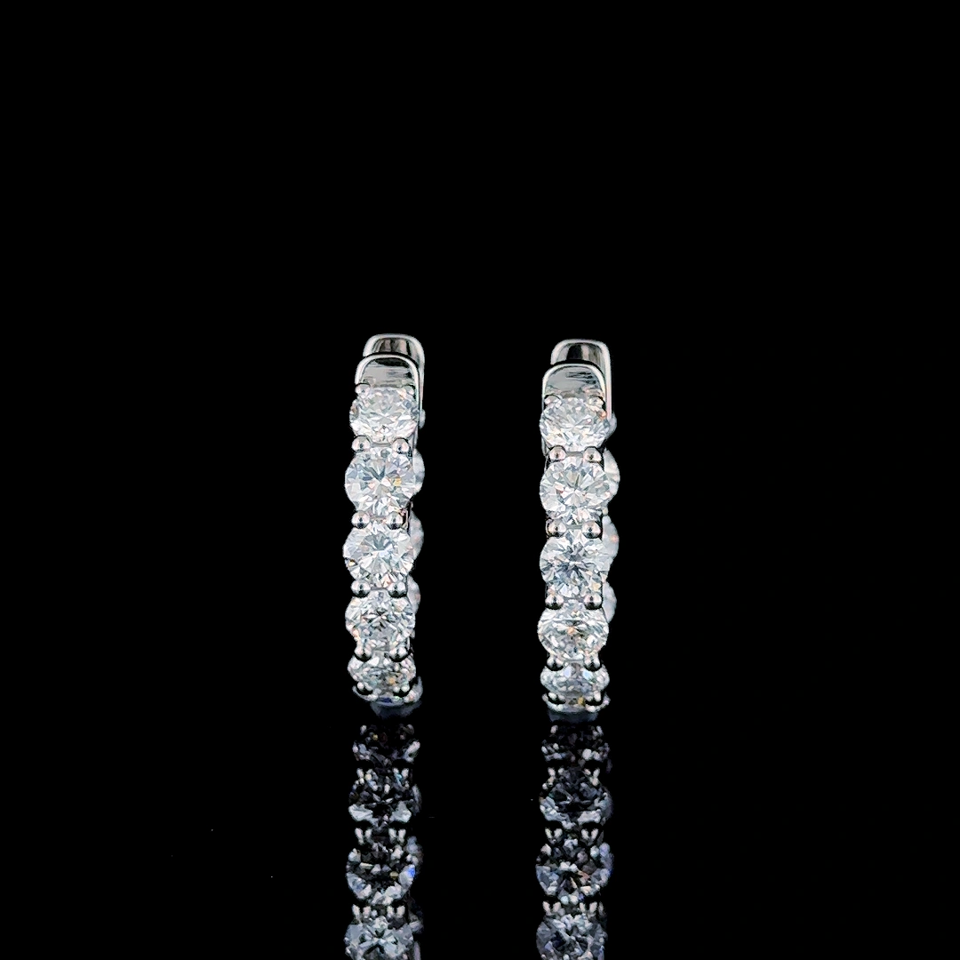 5 CT Round Lab Grown Diamond Hoop Earrings in PT950 Platinum