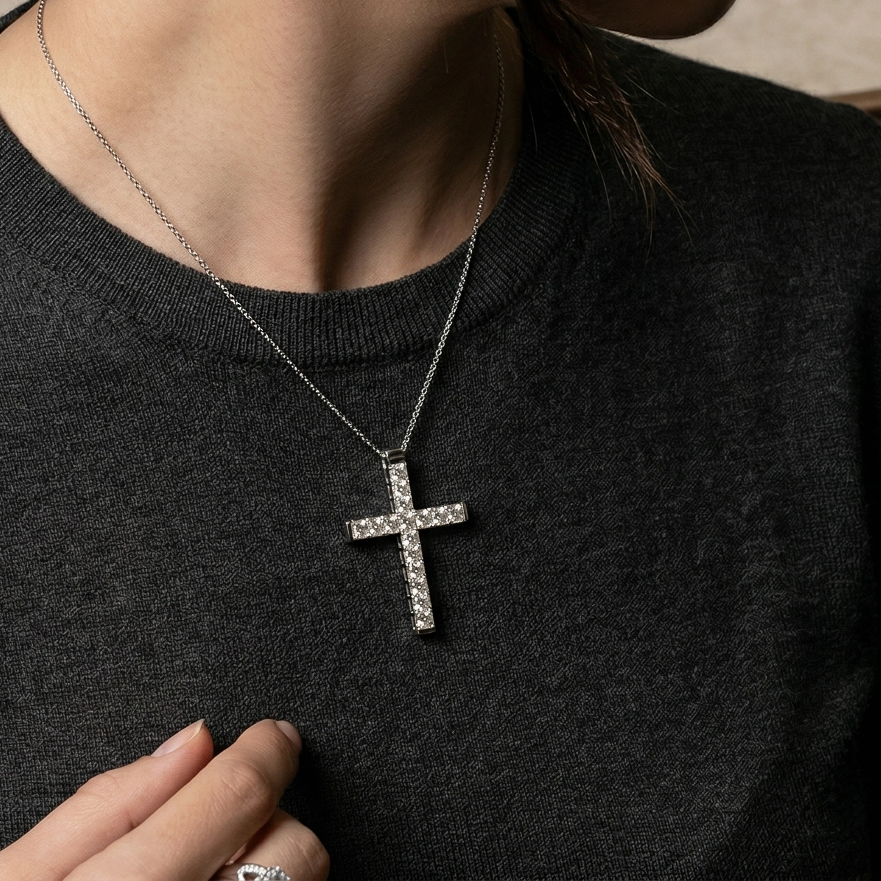 5.00 TCW Princess Cut Diamond Cross Pendant | Solid Platinum 950 | 8 Grams | IGI Certified view 5