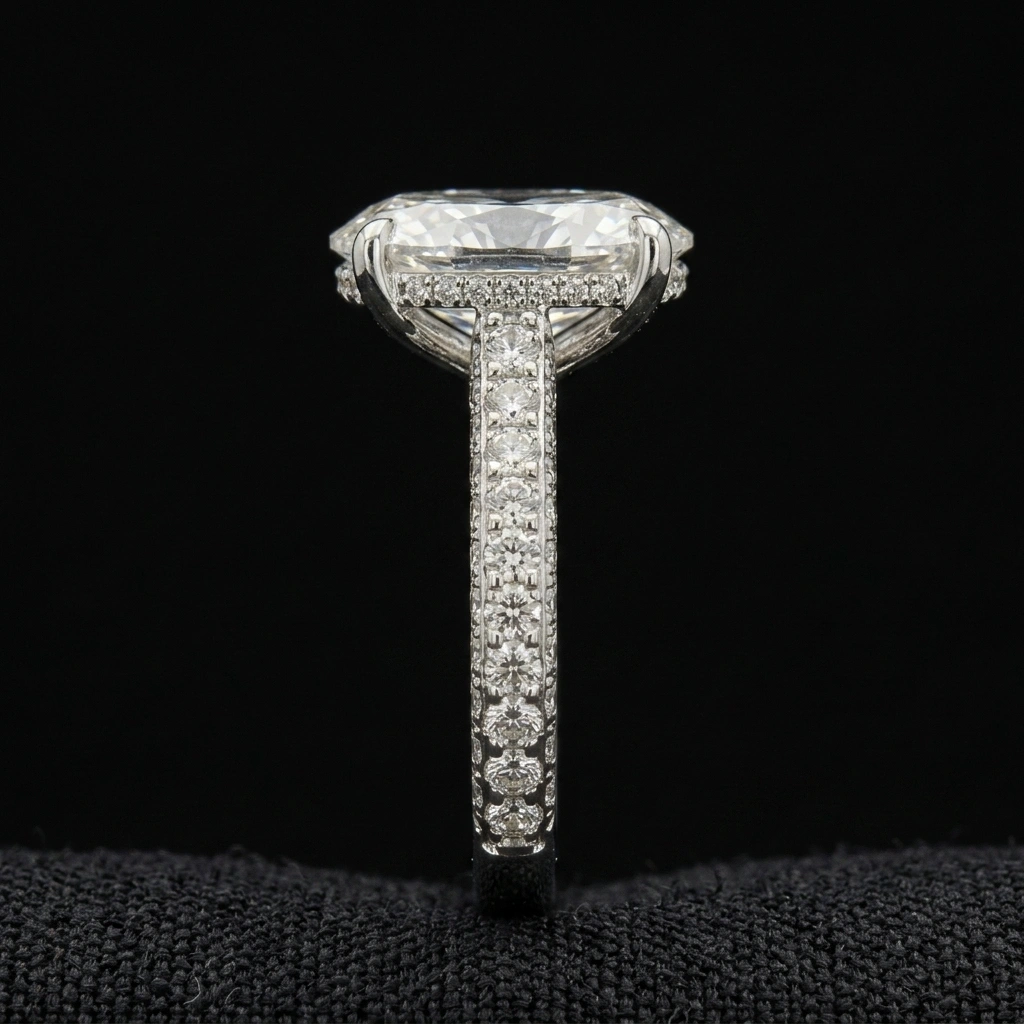 5.20 CT Oval Diamond Engagement Ring in 14K White Gold view 5