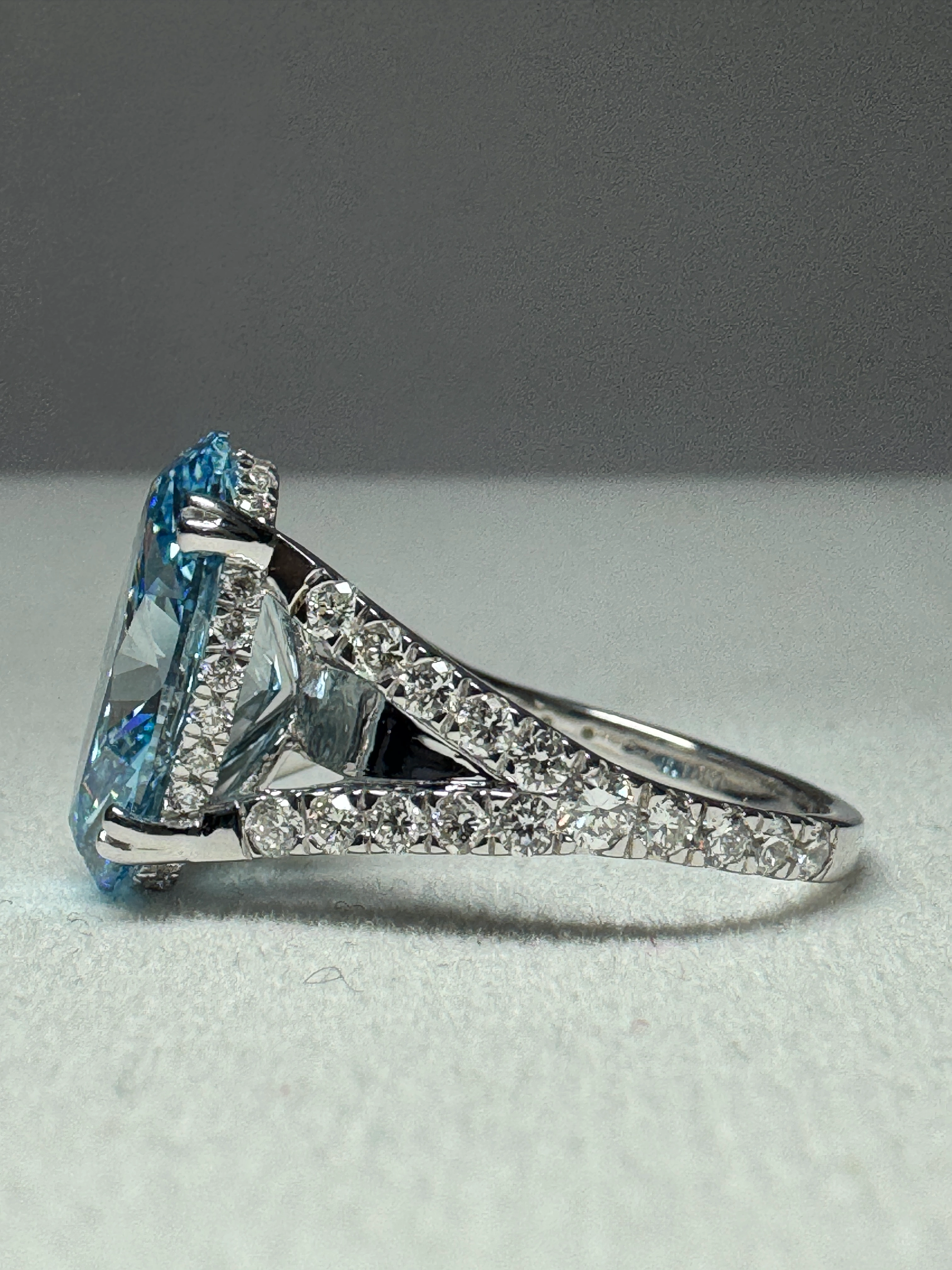 5.83 CT Lab Grown Oval & Round Diamond Engagement Ring in 18KT White Gold (3.51g) view 3