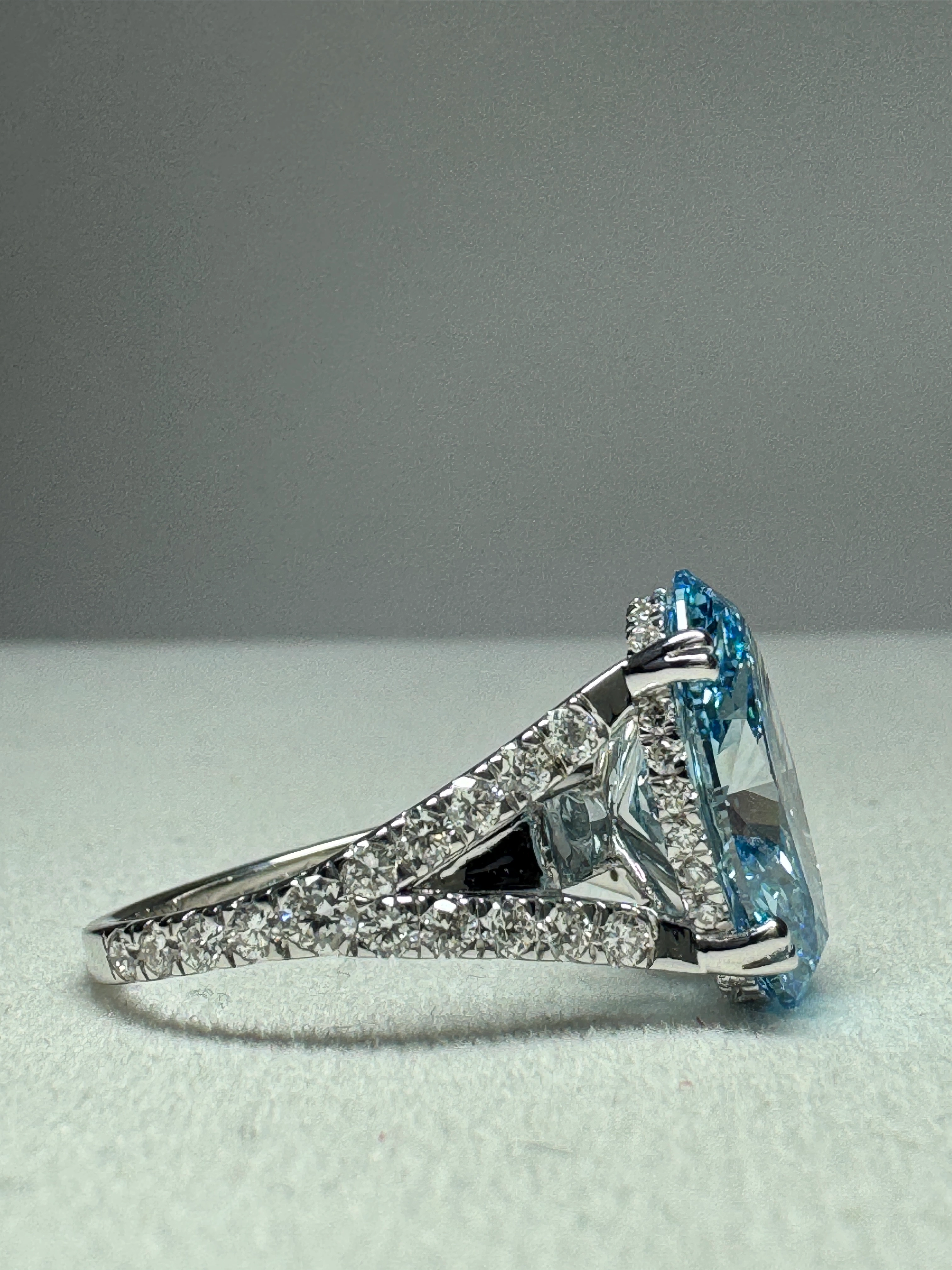 5.83 CT Lab Grown Oval & Round Diamond Engagement Ring in 18KT White Gold (3.51g) view 4