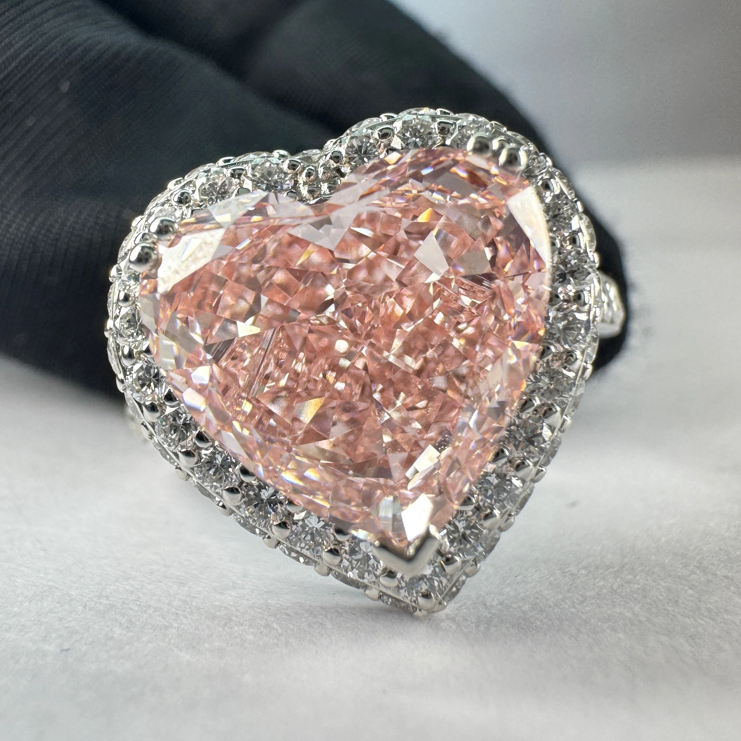 PT950 Platinum Heart & Round Diamond Ring | Luxury Engagement Jewelry view 8