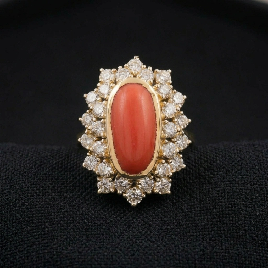 6.25 CT Coral Cut Natural Diamond Ring in 14K Yellow Gold