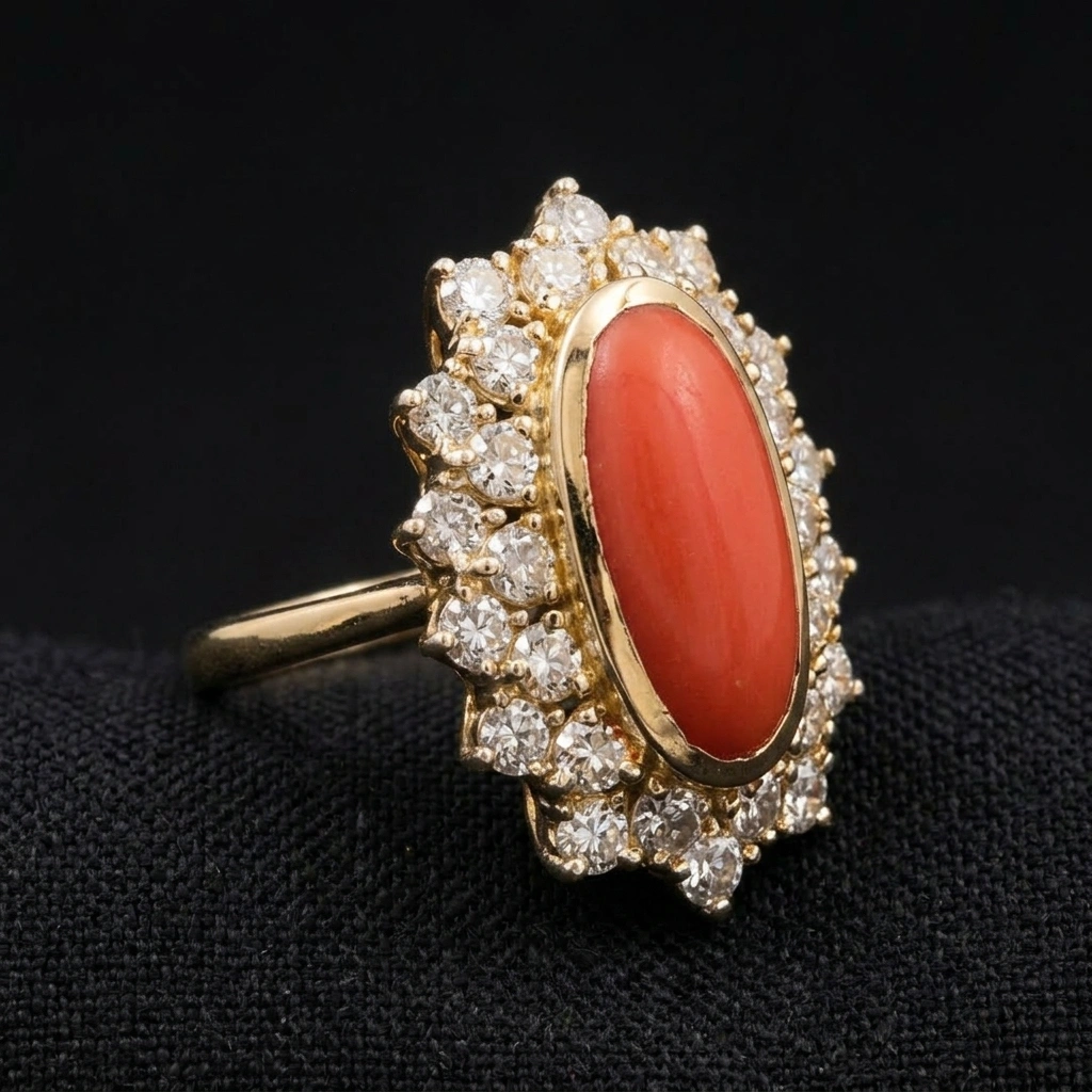 6.25 CT Coral Cut Natural Diamond Ring in 14K Yellow Gold view 3
