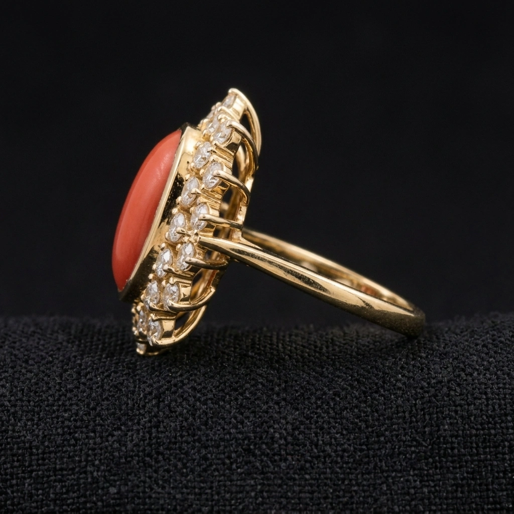 6.25 CT Coral Cut Natural Diamond Ring in 14K Yellow Gold view 4