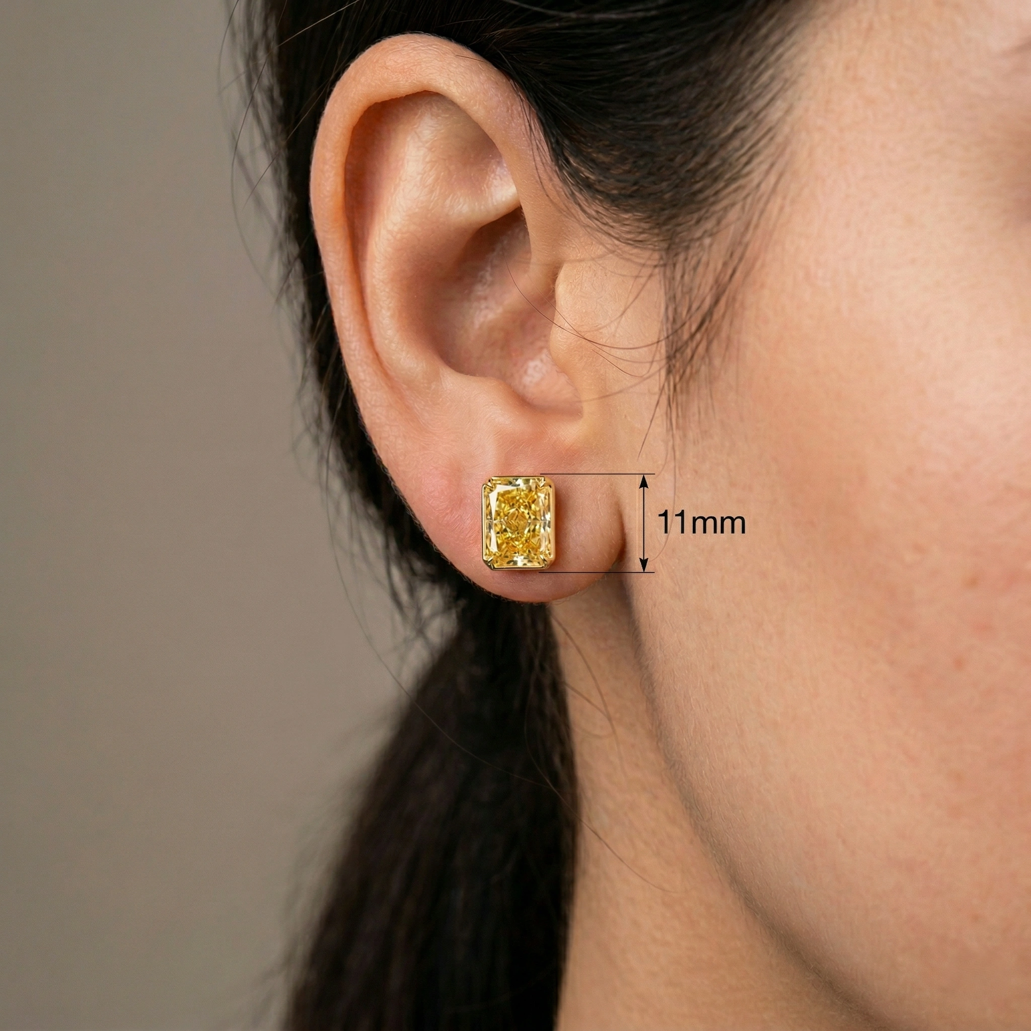 6.25 TCW Fancy Intense Yellow Radiant Cut Diamond Earrings | 18KT Yellow Gold | IGI Certified High-Jewelry view 6