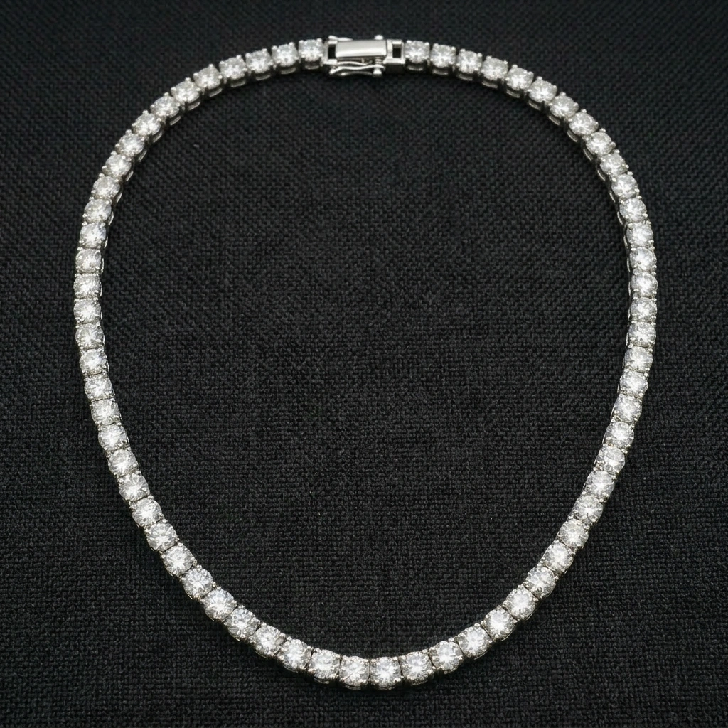 65 CT Round Lab Grown Diamond Tennis Necklace in PT950 Platinum view 3