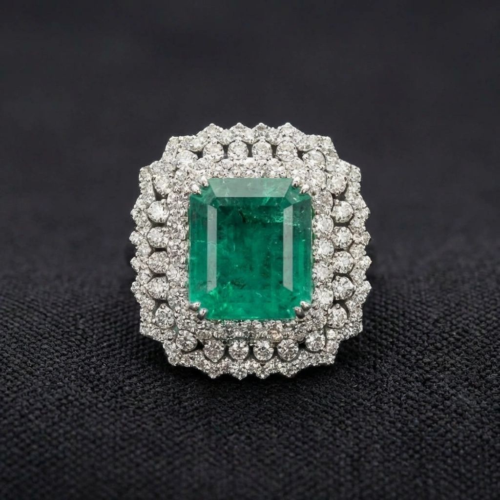 6.50 CT Emerald Cut Natural Diamond Ring in PT950 Platinum