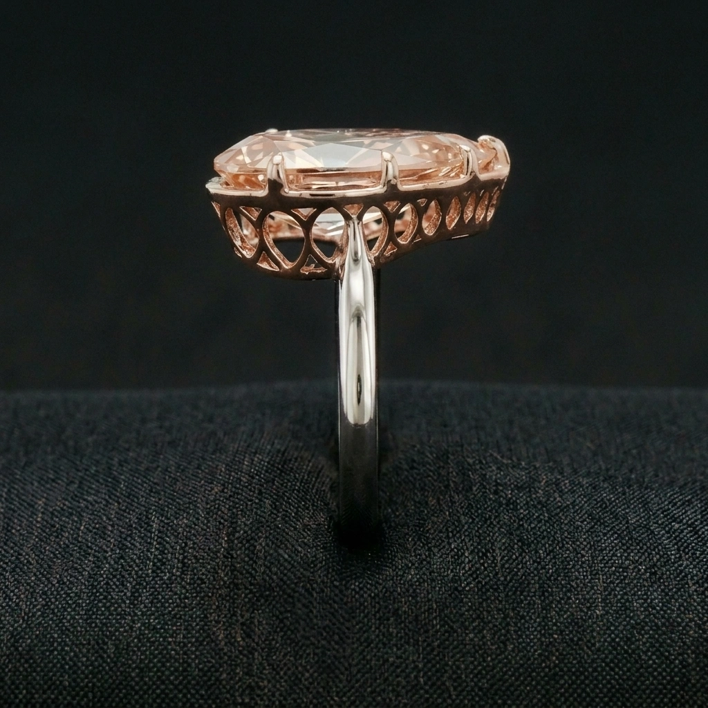 6.50 CT Pear Diamond Solitaire Ring in 14K White & Rose Gold view 4