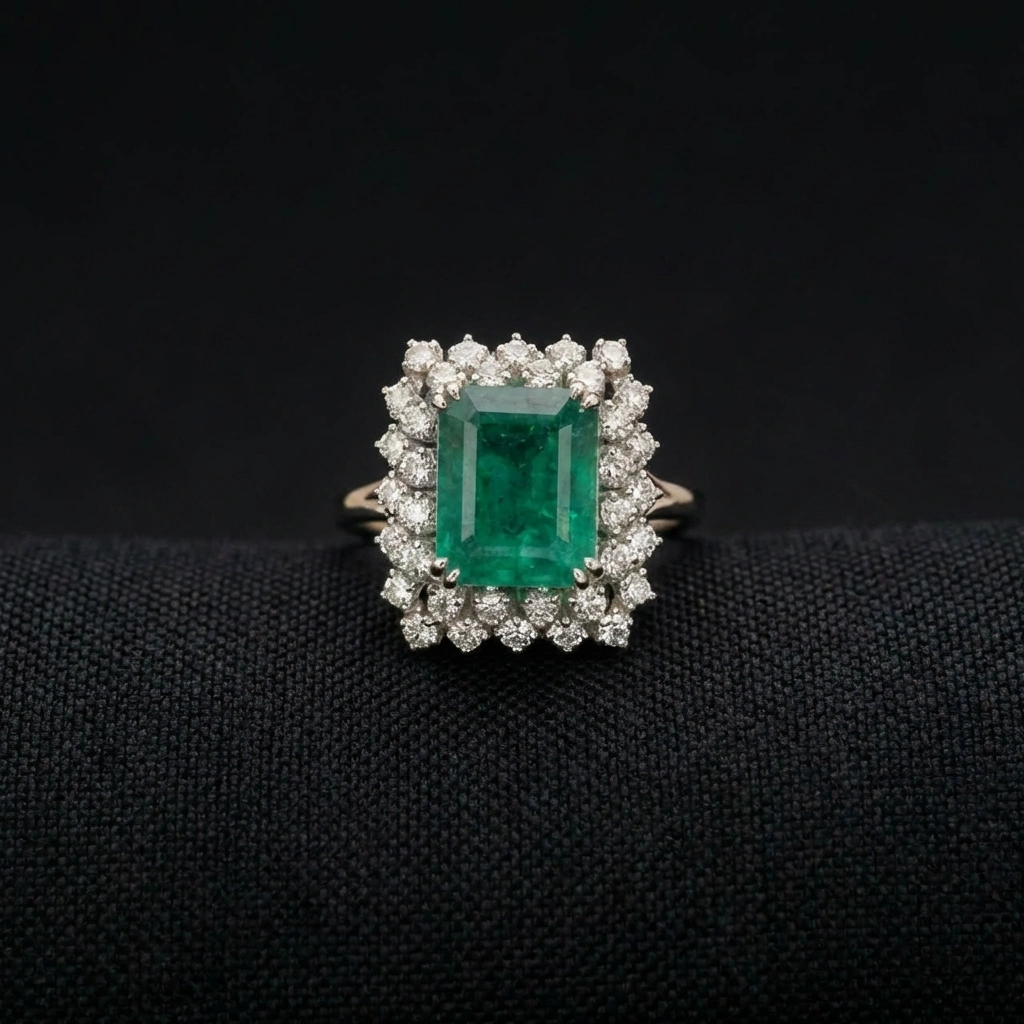 6.56 TCW Natural Emerald & Diamond Masterpiece Ring | 5.65 CT Center | Solid Platinum 950