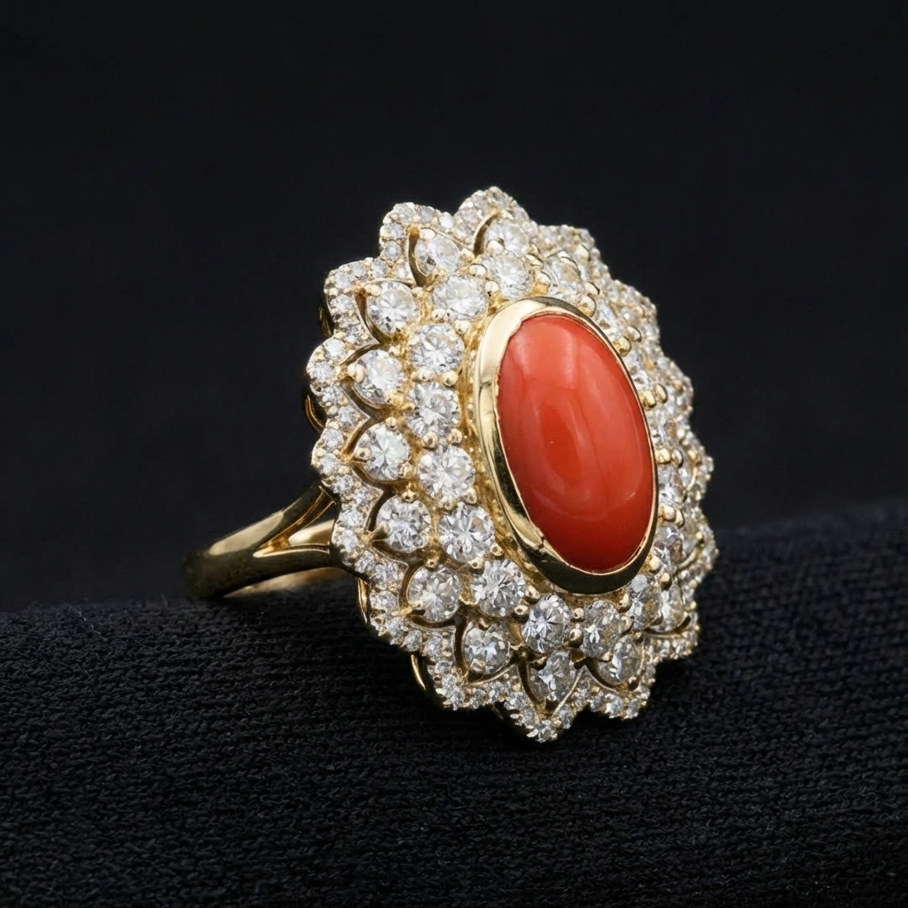 6.75 CT Coral Cut Natural Diamond Ring in 14K Yellow Gold view 3
