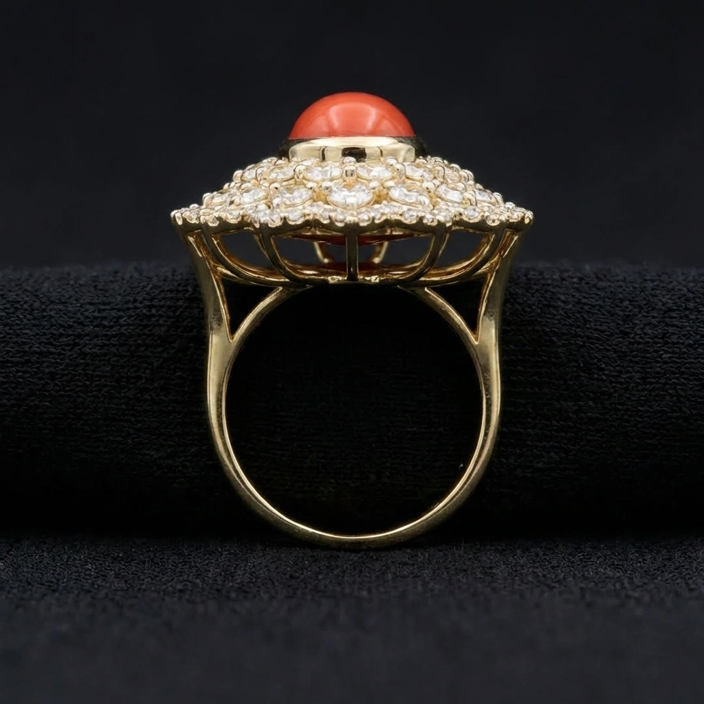 6.75 CT Coral Cut Natural Diamond Ring in 14K Yellow Gold view 4