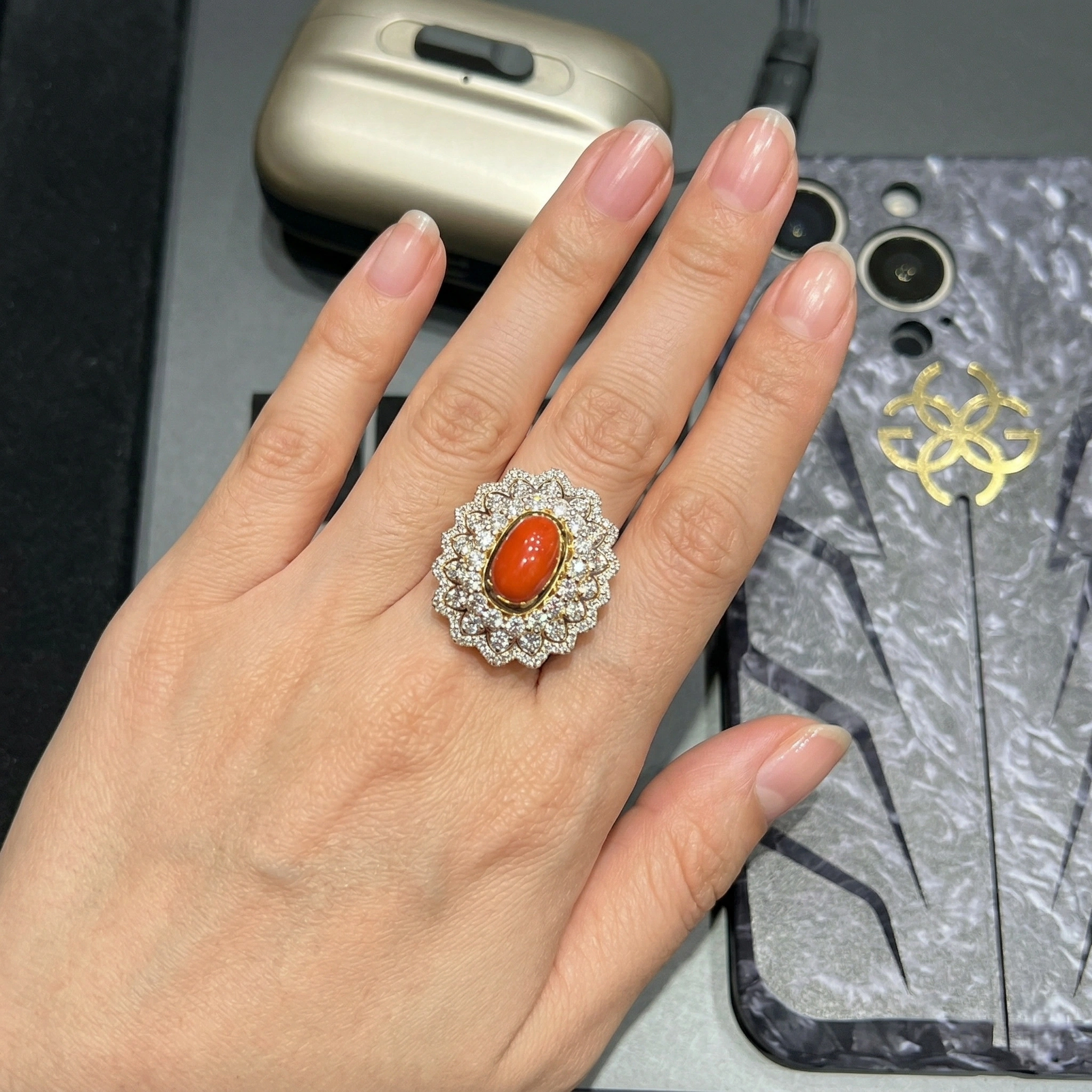 6.75 CT Coral Cut Natural Diamond Ring in 14K Yellow Gold view 5