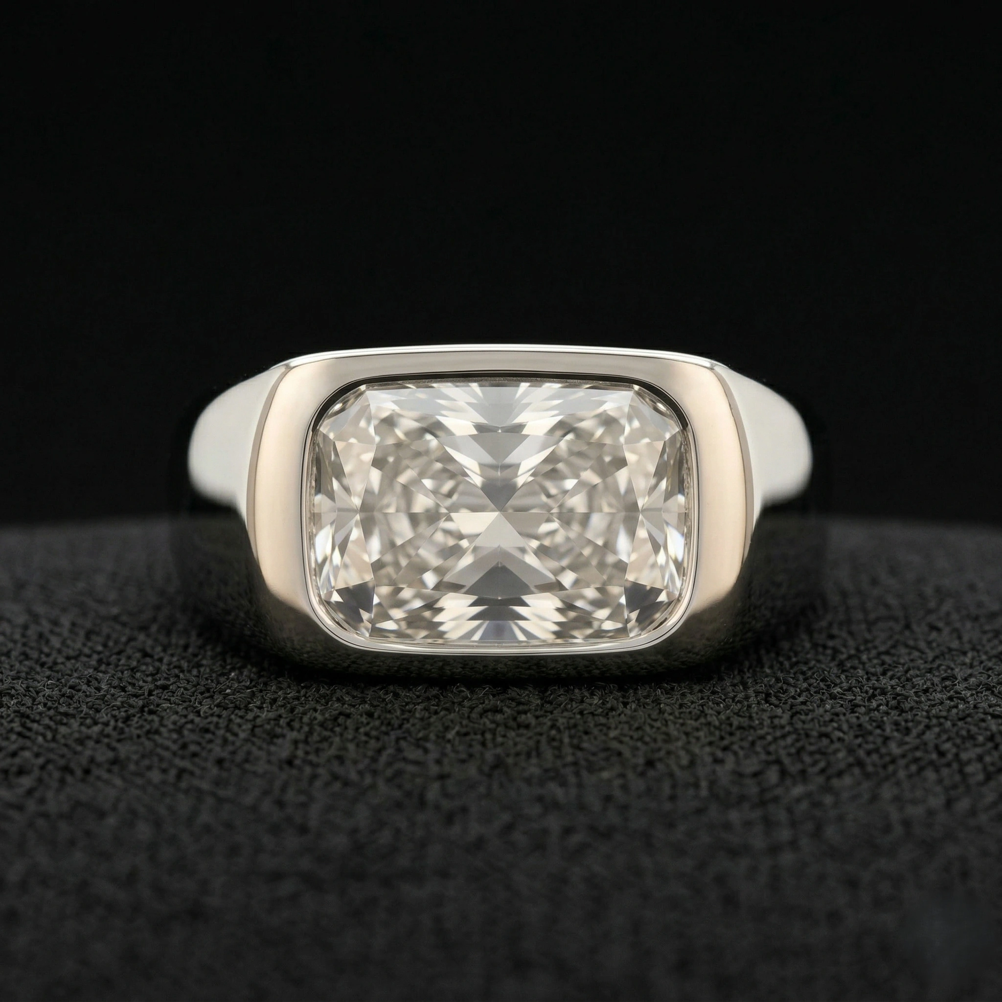 7 CT Long Cushion Cut Bezel Solitaire Diamond Ring | Platinum 950