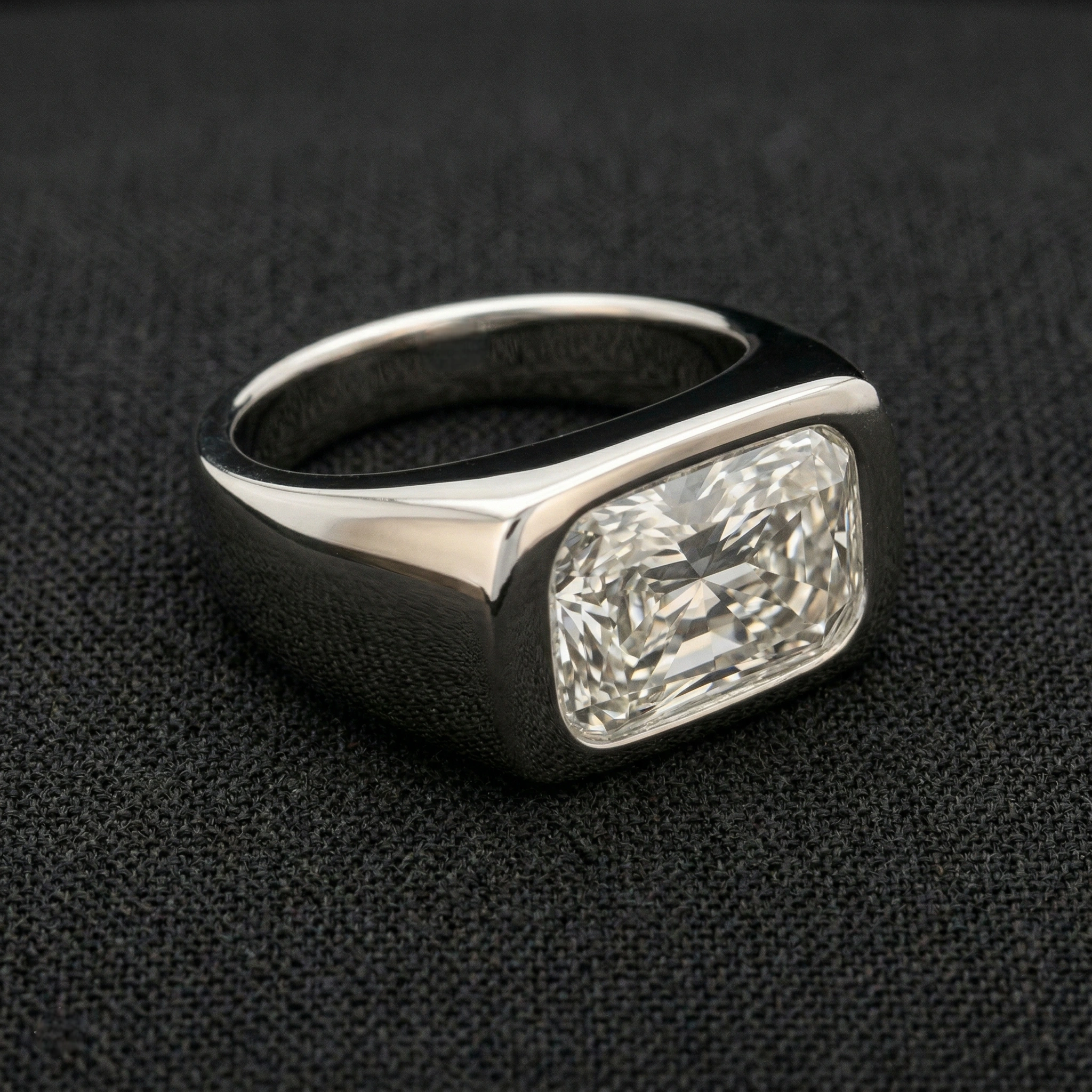 7 CT Long Cushion Cut Bezel Solitaire Diamond Ring | Platinum 950 view 3