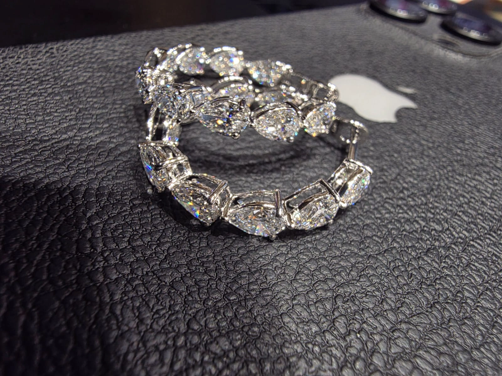 7.00 TCW Pear Cut Diamond Solitaire Earrings in PT950 Platinum | IGI Certified High-Jewelry Masterpiece view 3
