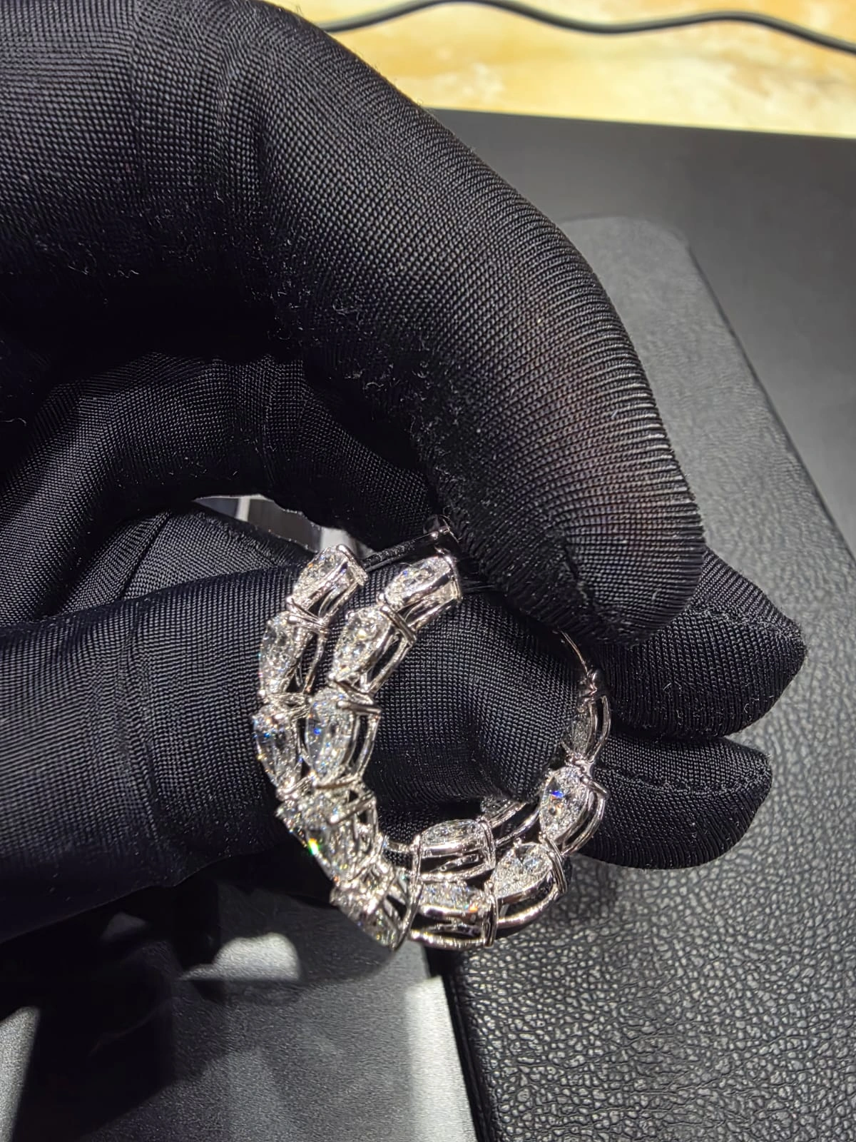 7.00 TCW Pear Cut Diamond Solitaire Earrings in PT950 Platinum | IGI Certified High-Jewelry Masterpiece view 4