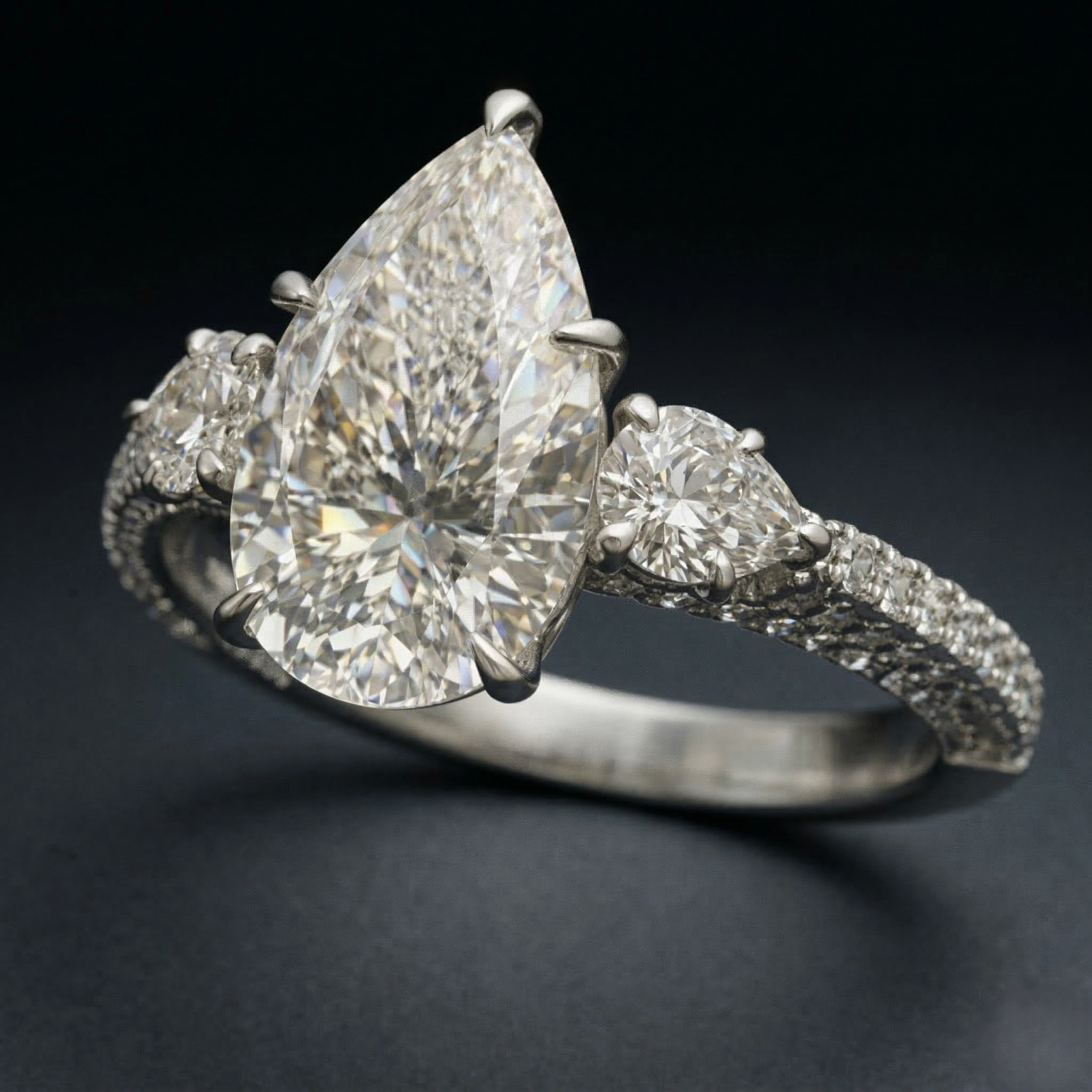 7.5 CT Pear Cut Lab Grown Diamond Ring view 3