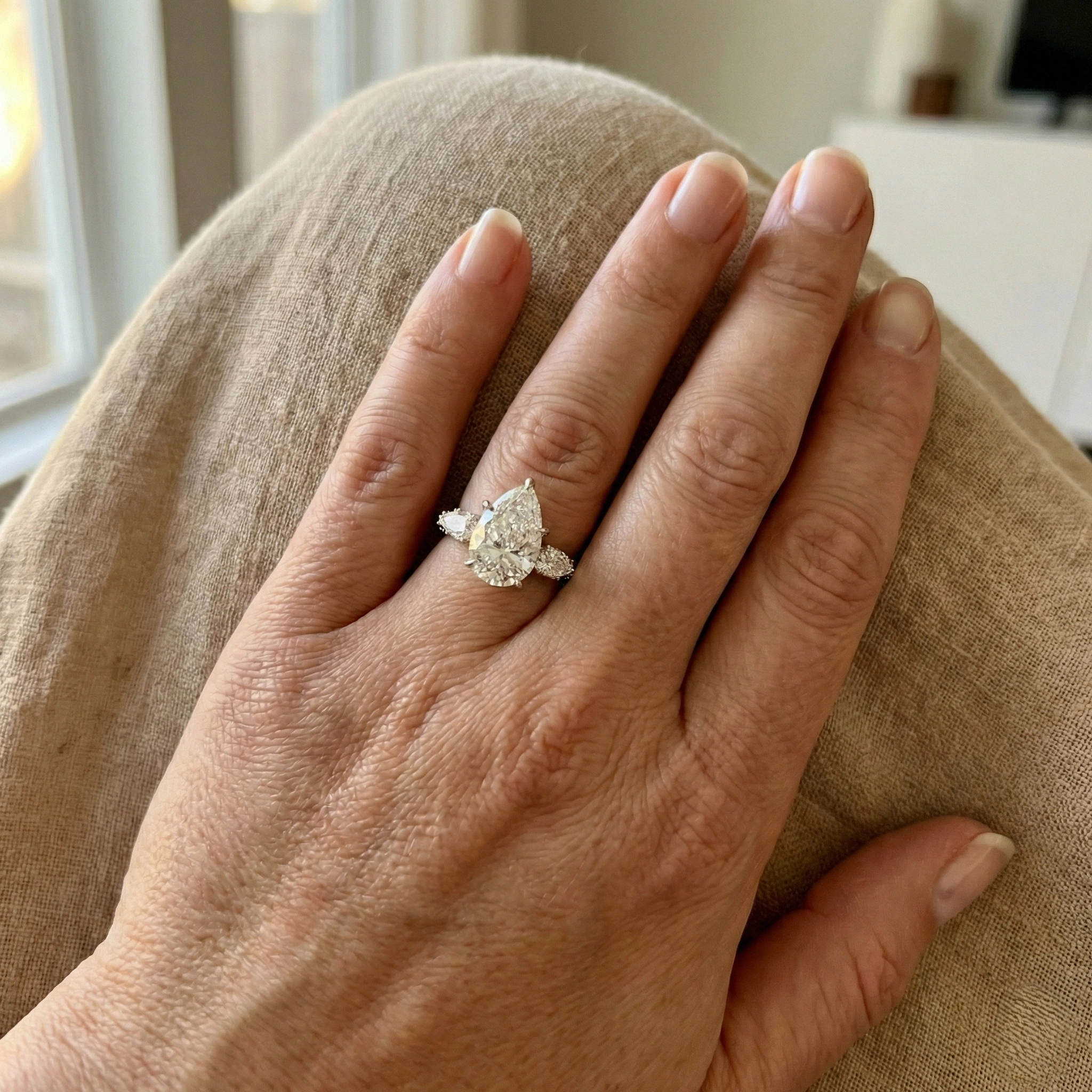 7.5 CT Pear Cut Lab Grown Diamond Ring view 5