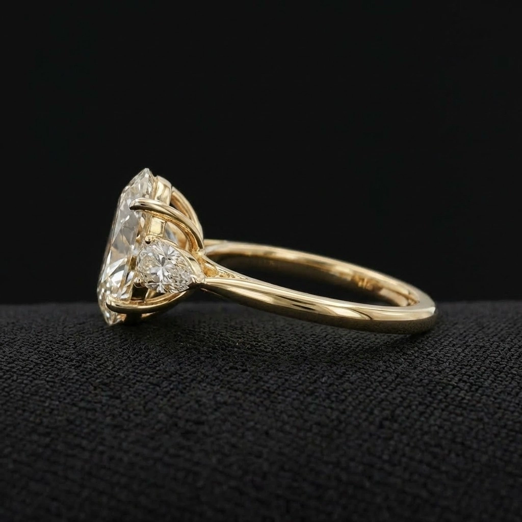 7.50 TCW Oval & Pear Diamond Masterpiece Ring | 7.00 CT IGI Certified Center | 18KT Yellow Gold view 4