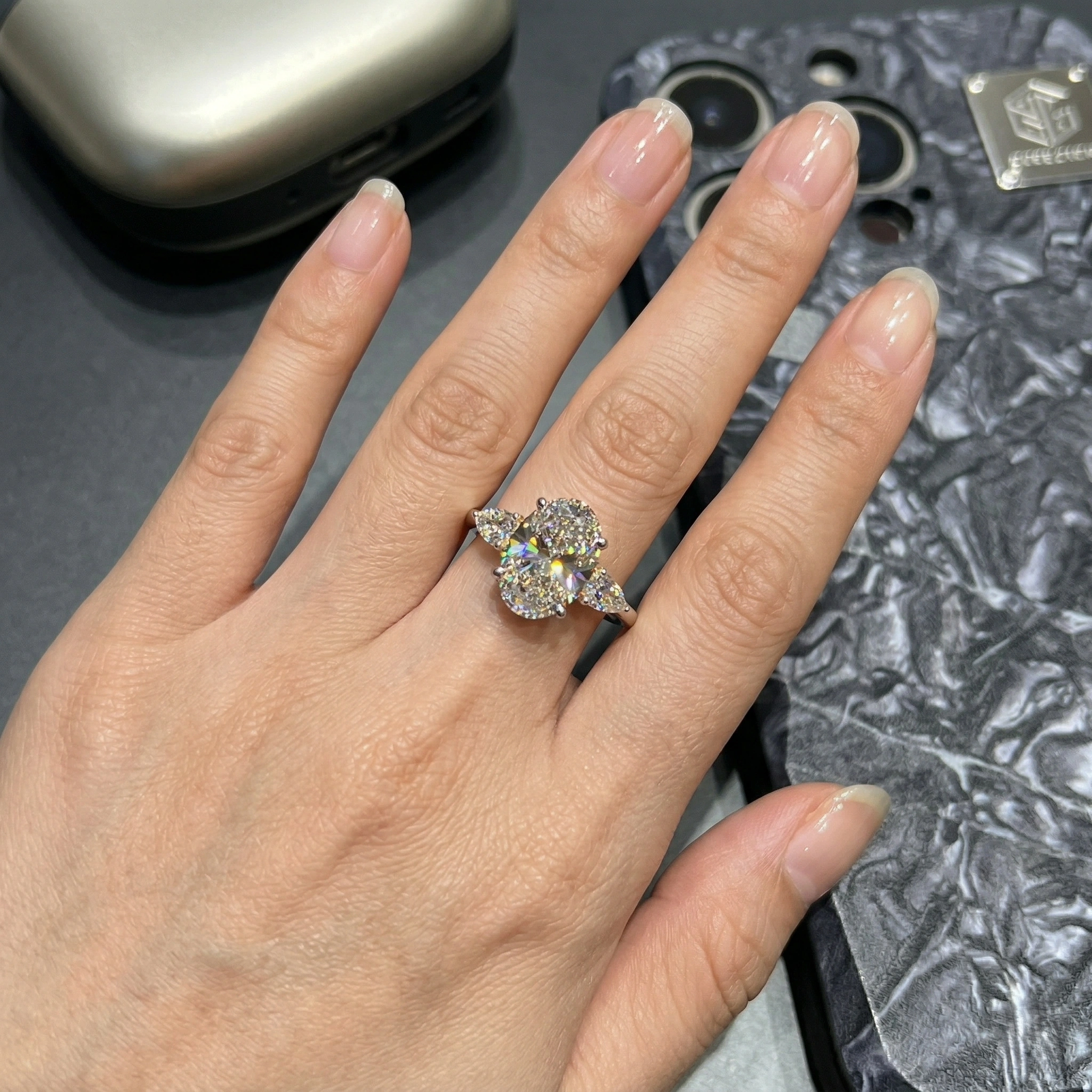 7.50 TCW Oval & Pear Diamond Masterpiece Ring | 7.00 CT IGI Certified Center | 18KT Yellow Gold view 5