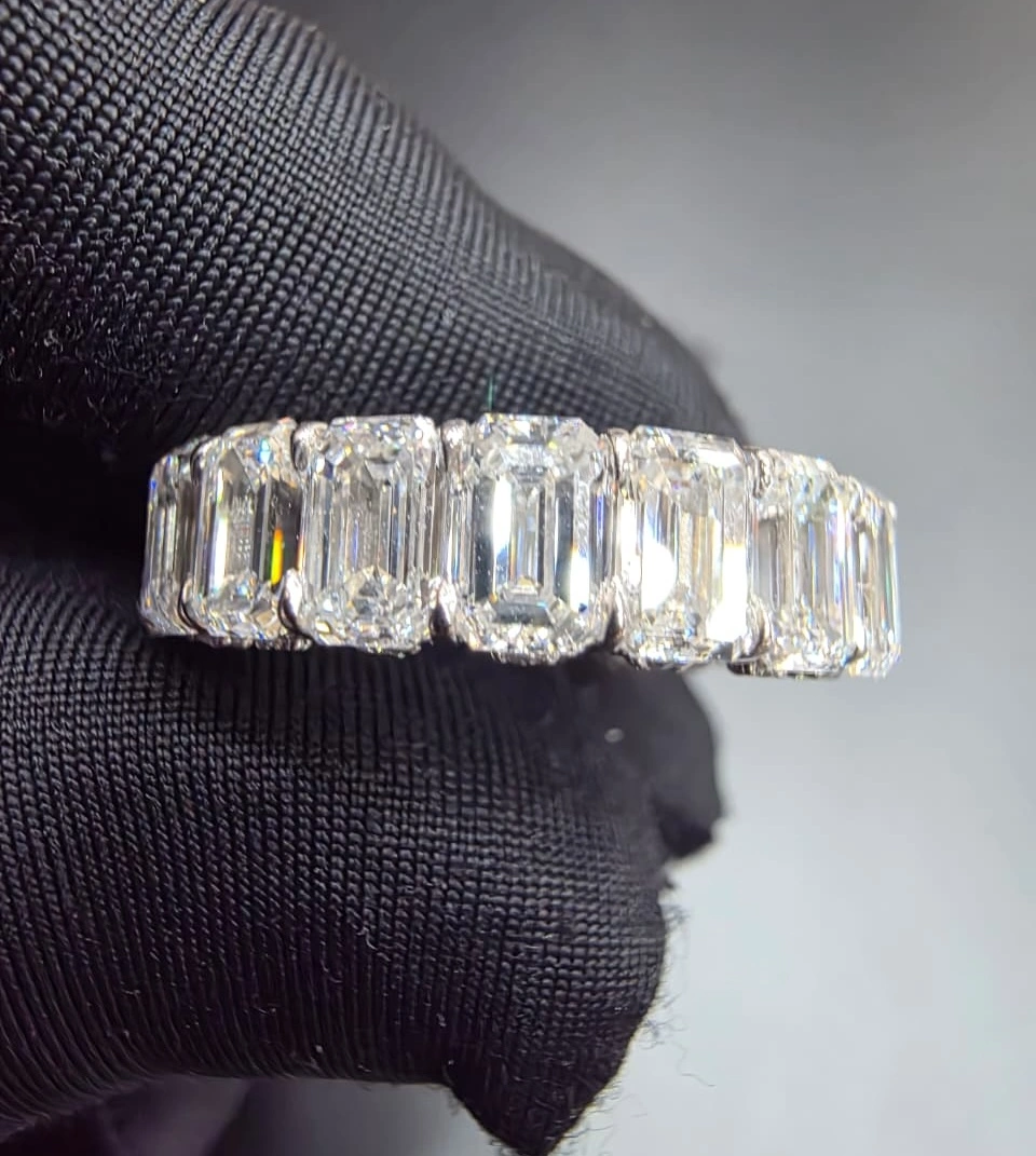 7.59 CT Emerald & Round Diamond PT950 Platinum Engagement Ring