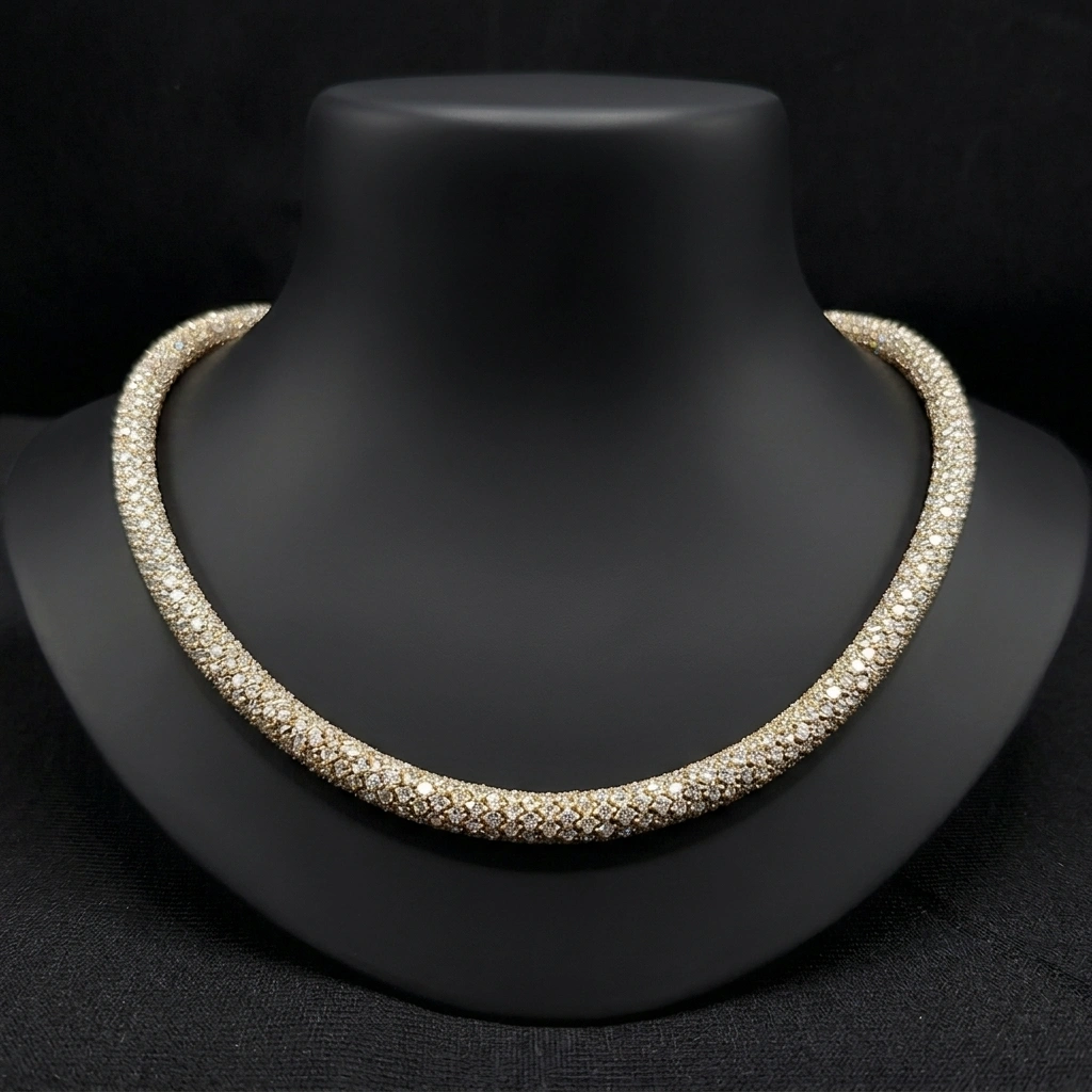 76.46 TCW Round Diamond Statement Chain | Solid 9KT Yellow Gold | 109.7 Grams | Creator’s Masterpiece
