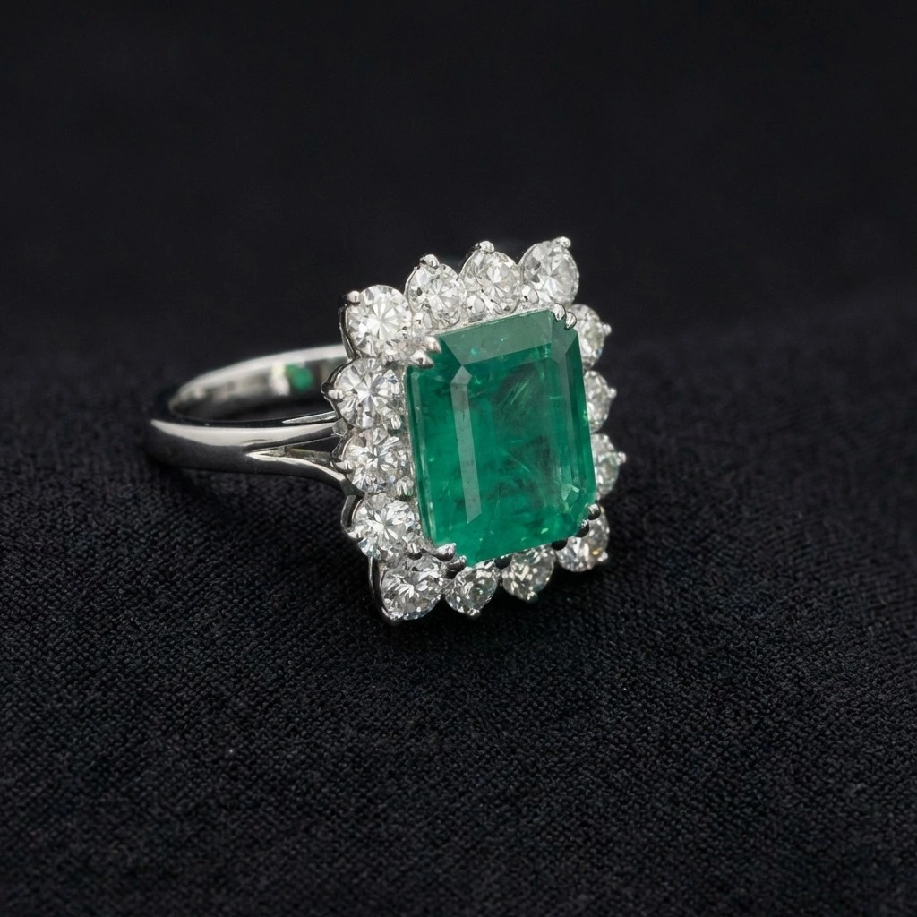 8.75 CT Emerald Cut Natural Diamond Ring in PT950 Platinum view 3
